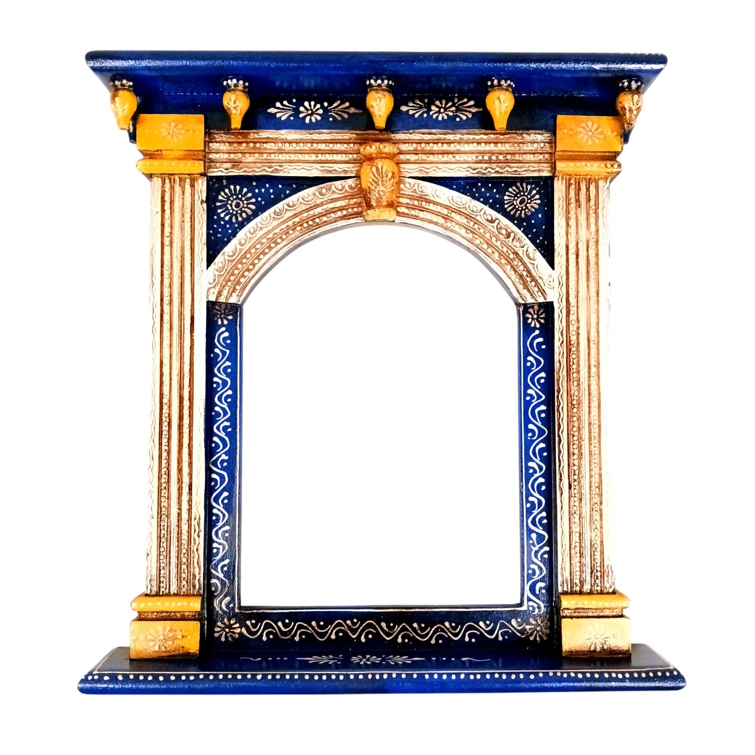 Wooden Jharokha Wall Hanging – Decorative Window Frame for Home, Living Room, Entrance & Wall Decor - 17 Inch - Apkamart
