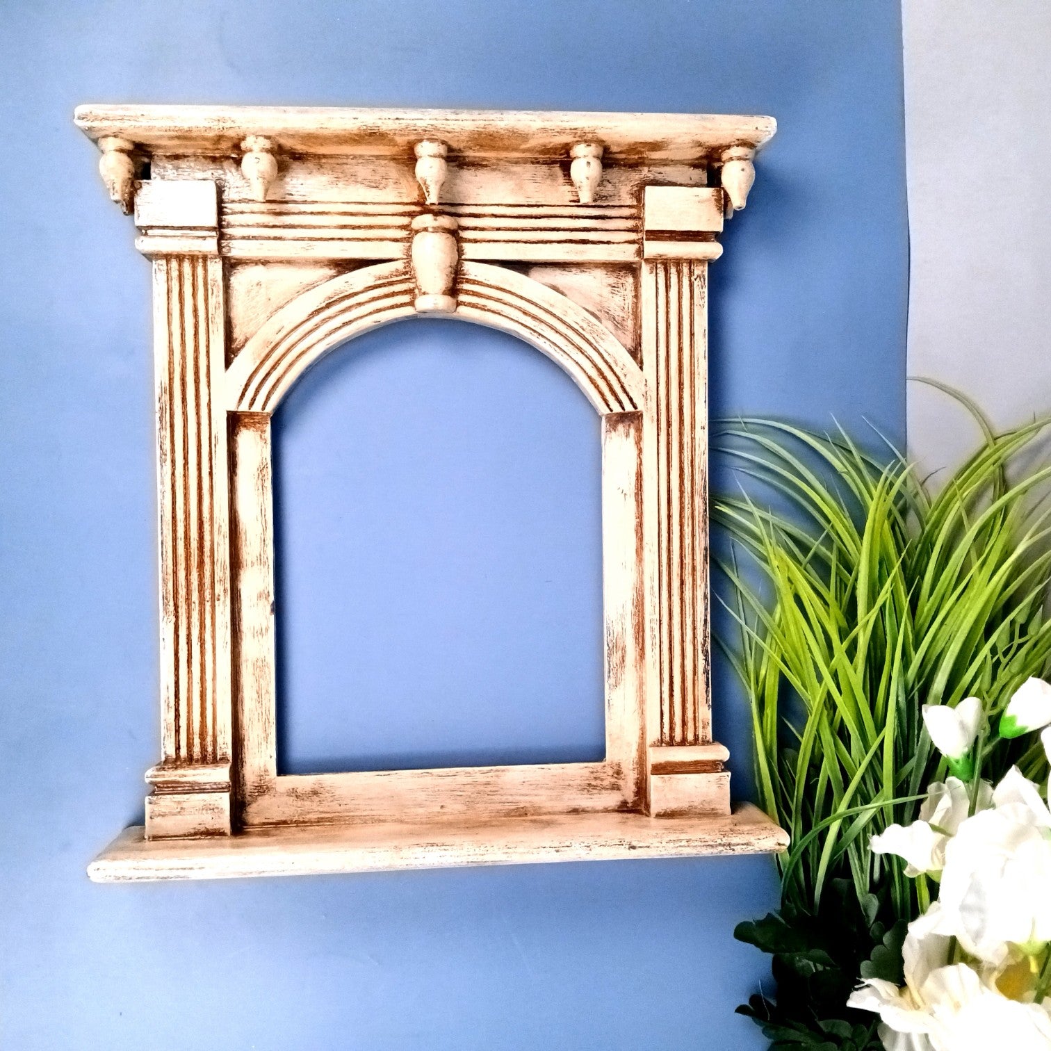 Wooden Jharokha Wall Hanging – Decorative Window Frame for Home, Living Room, Entrance & Wall Decor - 17 Inch - Apkamart