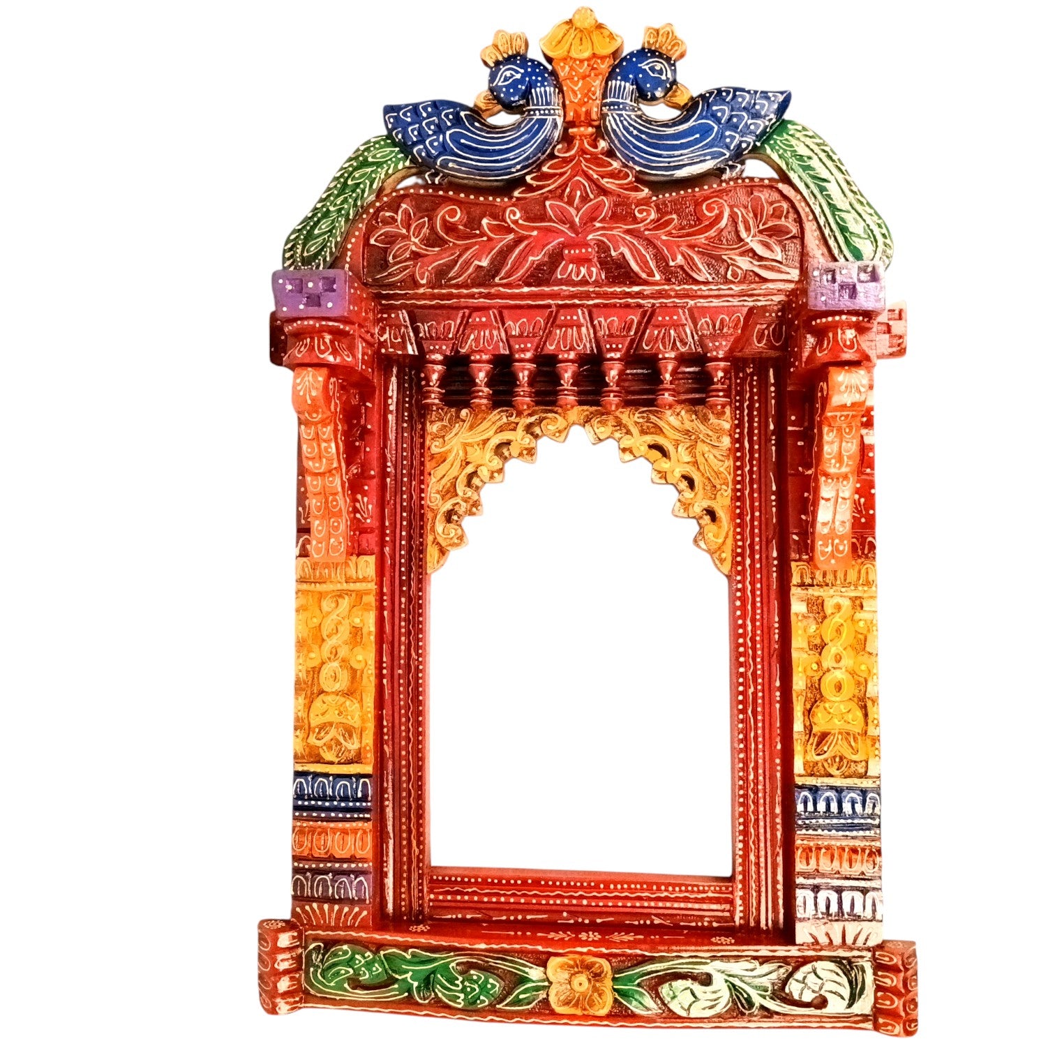 Wooden Jharokha for Mirror & Photo Frame | Traditional Rajasthani Wall Hanging | Ethnic Wooden Frame for Home Decor & Wall Decoration - 36 Inch - Apkamart