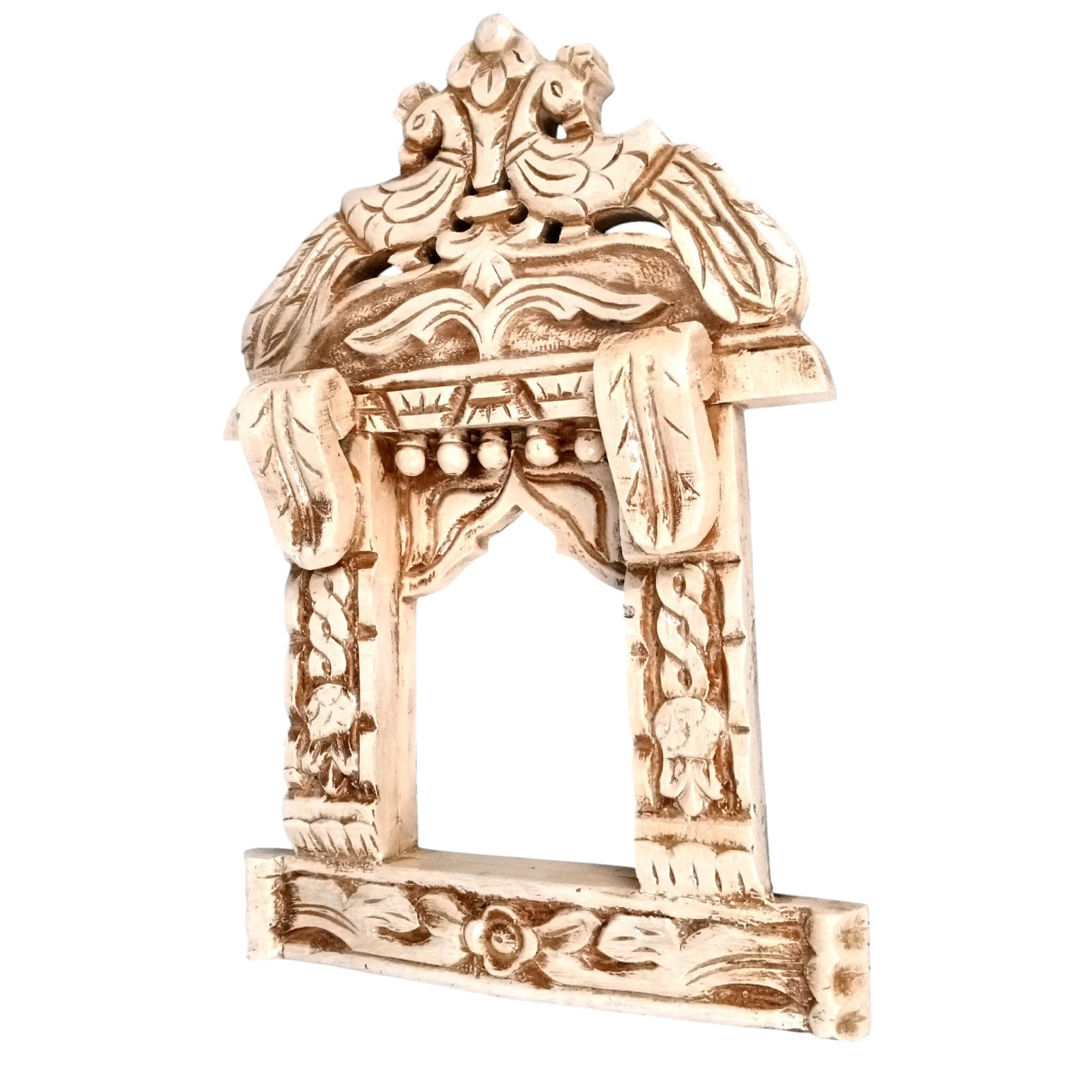 Wooden Jharokha Peacock Design | Decorative Wall Hanging Window Frame | Traditional Handcrafted Jharokha for Home Decor, Mirror, Photo Frame & Gifting - 18 Inch - Apkamart