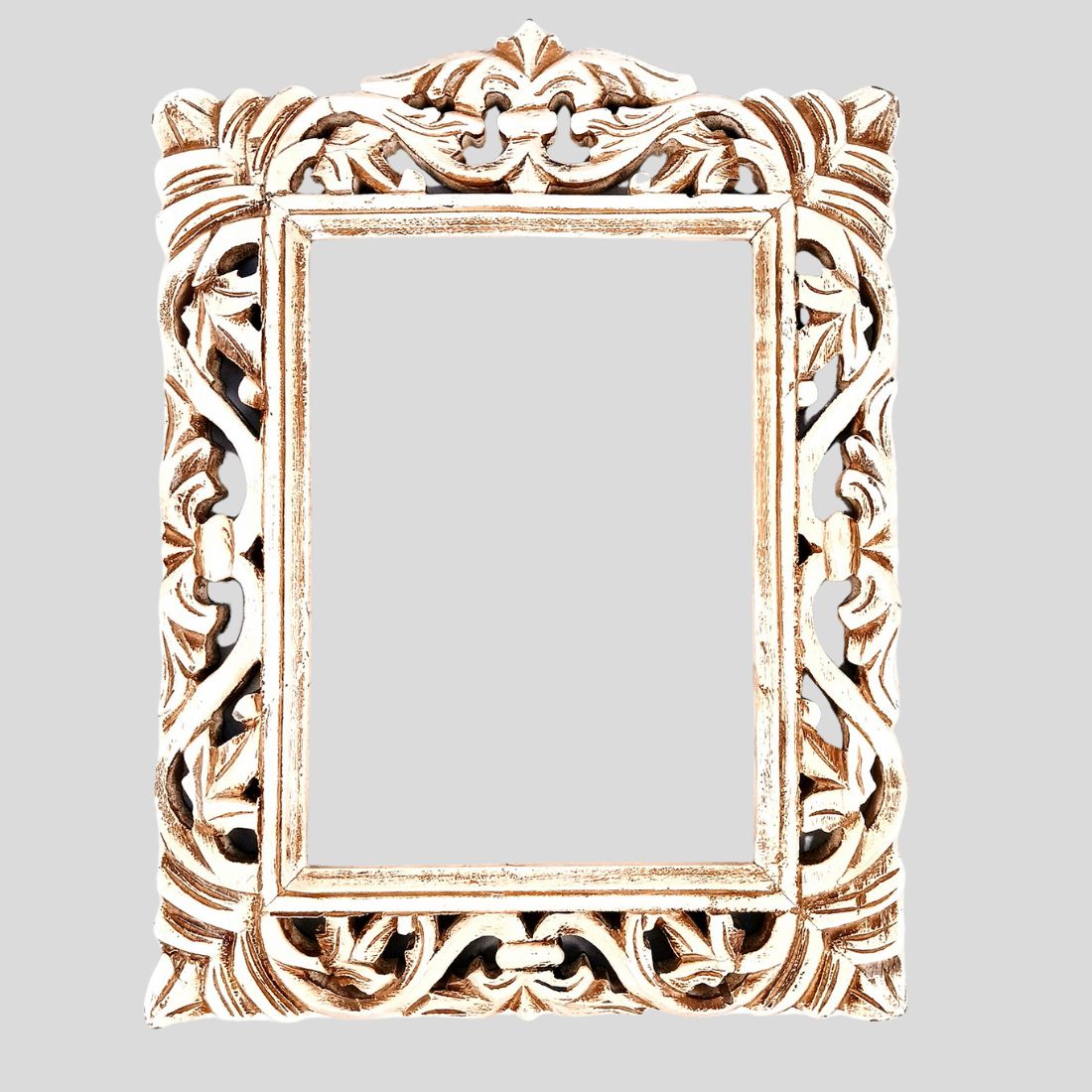 Wooden Frame With Carving | Wood Frame For Photo, Paintings & Mirror - For Home, Wall Decor, Living room, Entrance, Hotels, Resorts & Gifts - 18 Inch - Apkamart