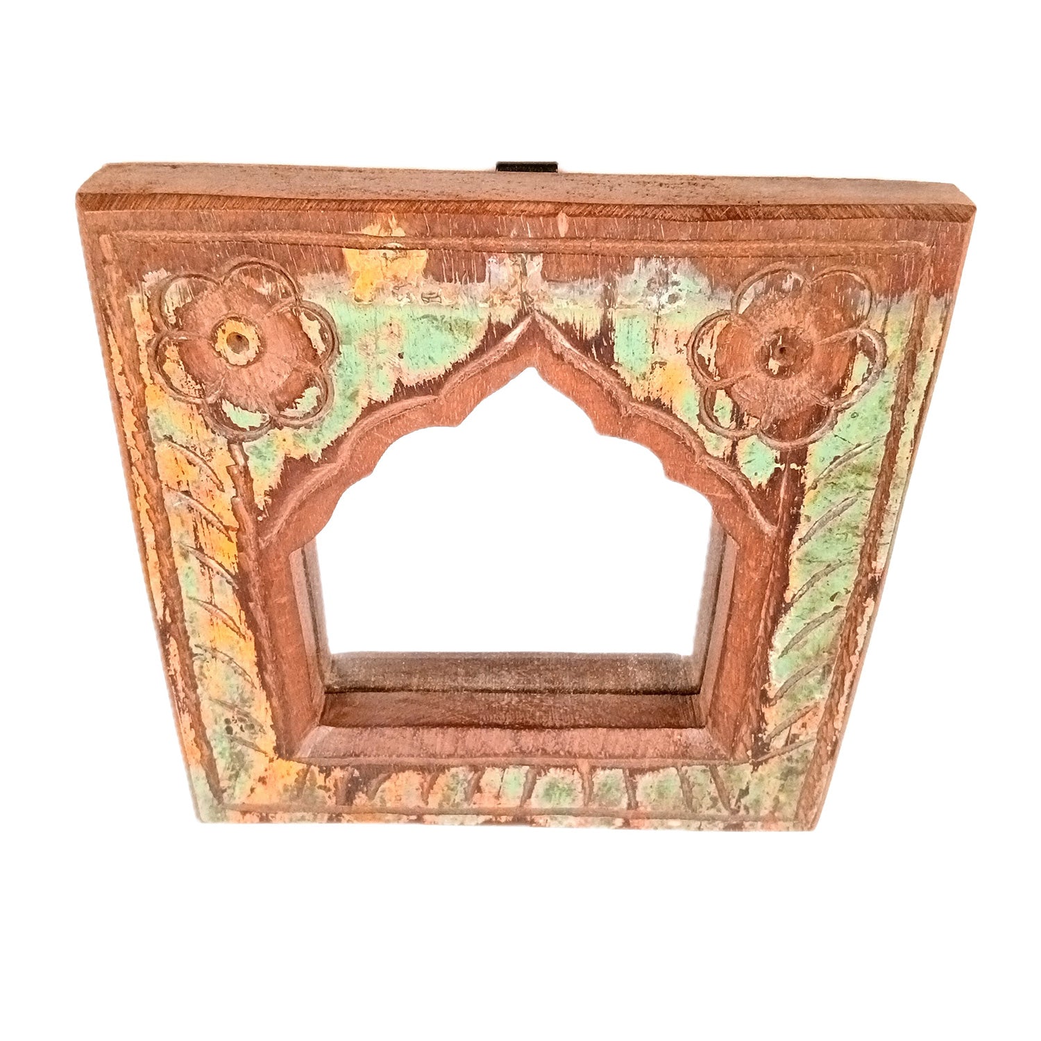 Wooden Jharokha Frame With Replaceable Mirror | Antique Finish Rustic Jharokha Carved in Solid Wood - For Wall Decor, Entrance, Living Room, Home Decor & Gifts - 7 Inch - Apkamart #Style_Design 2