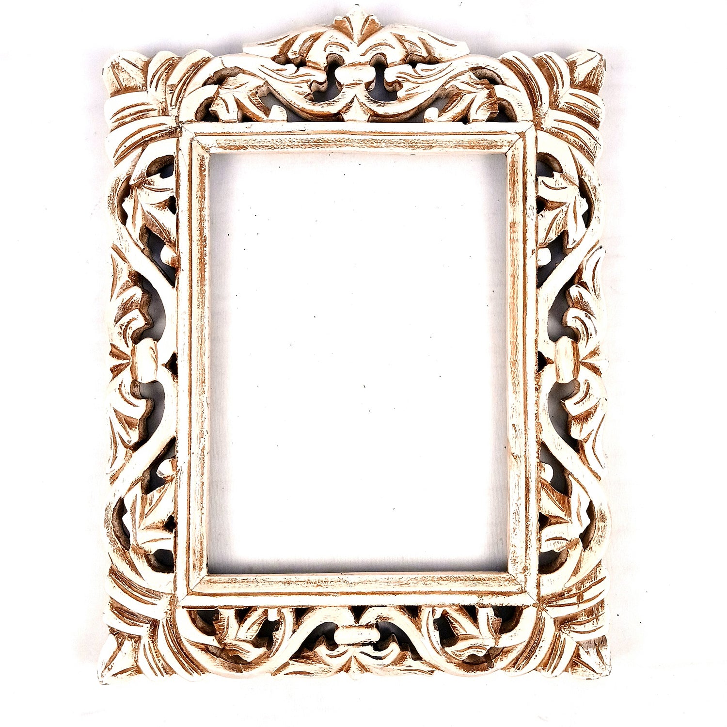 Wooden Frame With Carving | Wood Frame For Photo, Paintings & Mirror - For Home, Wall Decor, Living room, Entrance, Hotels, Resorts & Gifts - 18 Inch - Apkamart