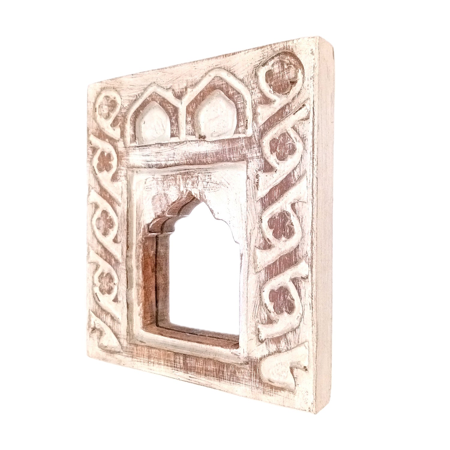 Wooden Mirror Frame | Traditional Indian Jharokha | Rustic Wall Mirror With Antique Finish - For Wall Decor, Entrance, Living Room, Home & Office Decor, & Gifts - 9 Inch - Apkamart #Style_Design 3