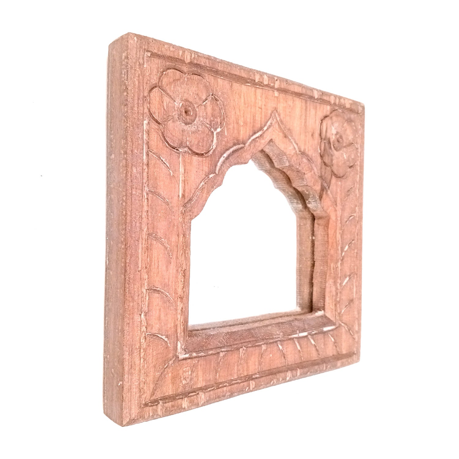 Wooden Jharokha Frame With Replaceable Mirror | Antique Finish Rustic Jharokha Carved in Solid Wood - For Wall Decor, Entrance, Living Room, Home Decor & Gifts - 7 Inch - Apkamart #Style_Design 1