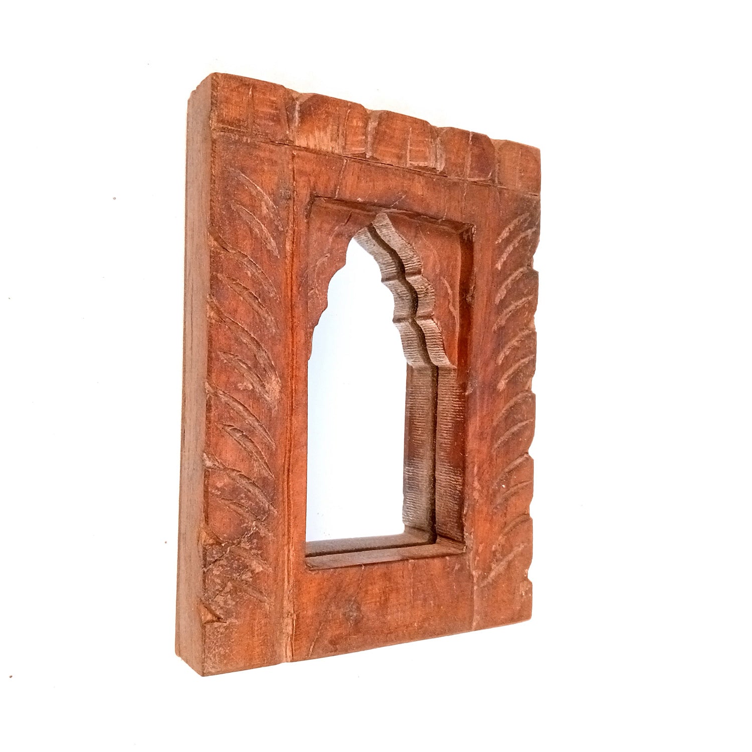 Wooden Mirror Frame | Traditional Indian Jharokha | Rustic Wall Mirror With Antique Finish - For Wall Decor, Entrance, Living Room, Home & Office Decor, & Gifts - 7 Inch - Apkamart #Style_Pack Of 1