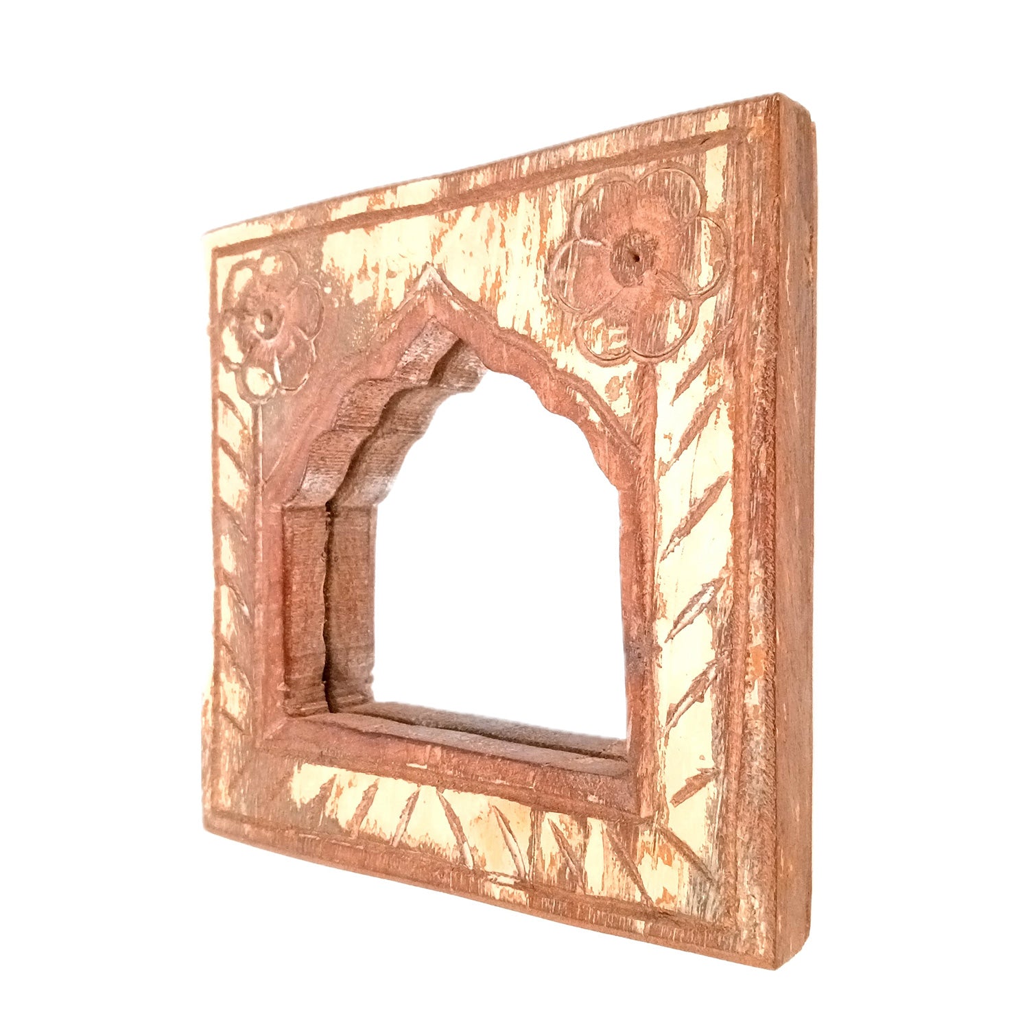 Wooden Jharokha Frame With Replaceable Mirror | Antique Finish Rustic Jharokha Carved in Solid Wood - For Wall Decor, Entrance, Living Room, Home Decor & Gifts - 7 Inch - Apkamart #Style_Design 4