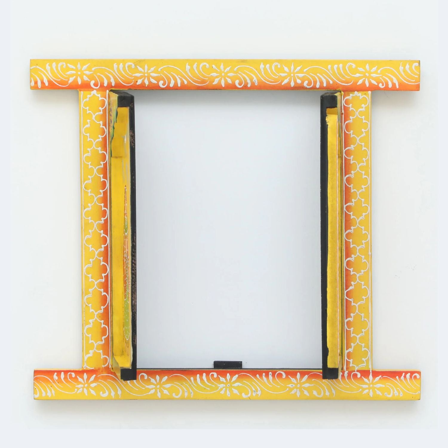 Wooden Window Jharokha Frame | Jharokha Wall Hanging With Opening Doors - For Home, Wall Decor, Living room, Entrance Decoration & Gifts - 16 Inch - Apkamart #Colour_Yellow