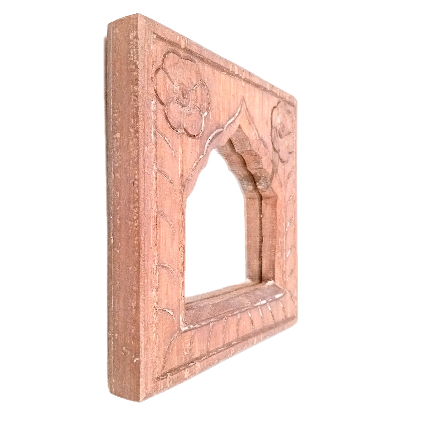 Wooden Jharokha Frame With Replaceable Mirror | Antique Finish Rustic Jharokha Carved in Solid Wood - For Wall Decor, Entrance, Living Room, Home Decor & Gifts - 7 Inch - Apkamart #Style_Design 1