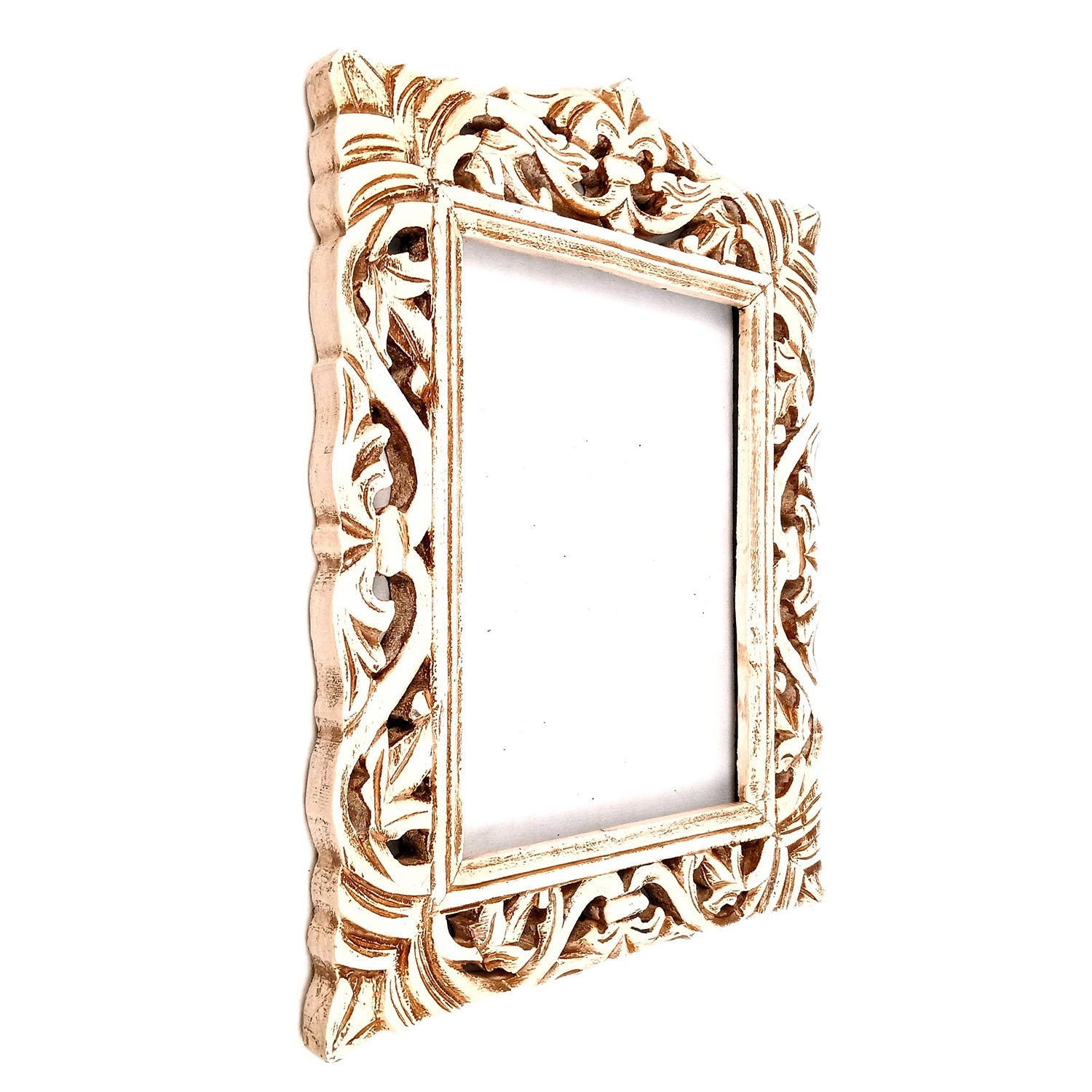 Wooden Frame With Carving | Wood Frame For Photo, Paintings & Mirror - For Home, Wall Decor, Living room, Entrance, Hotels, Resorts & Gifts - 18 Inch - Apkamart