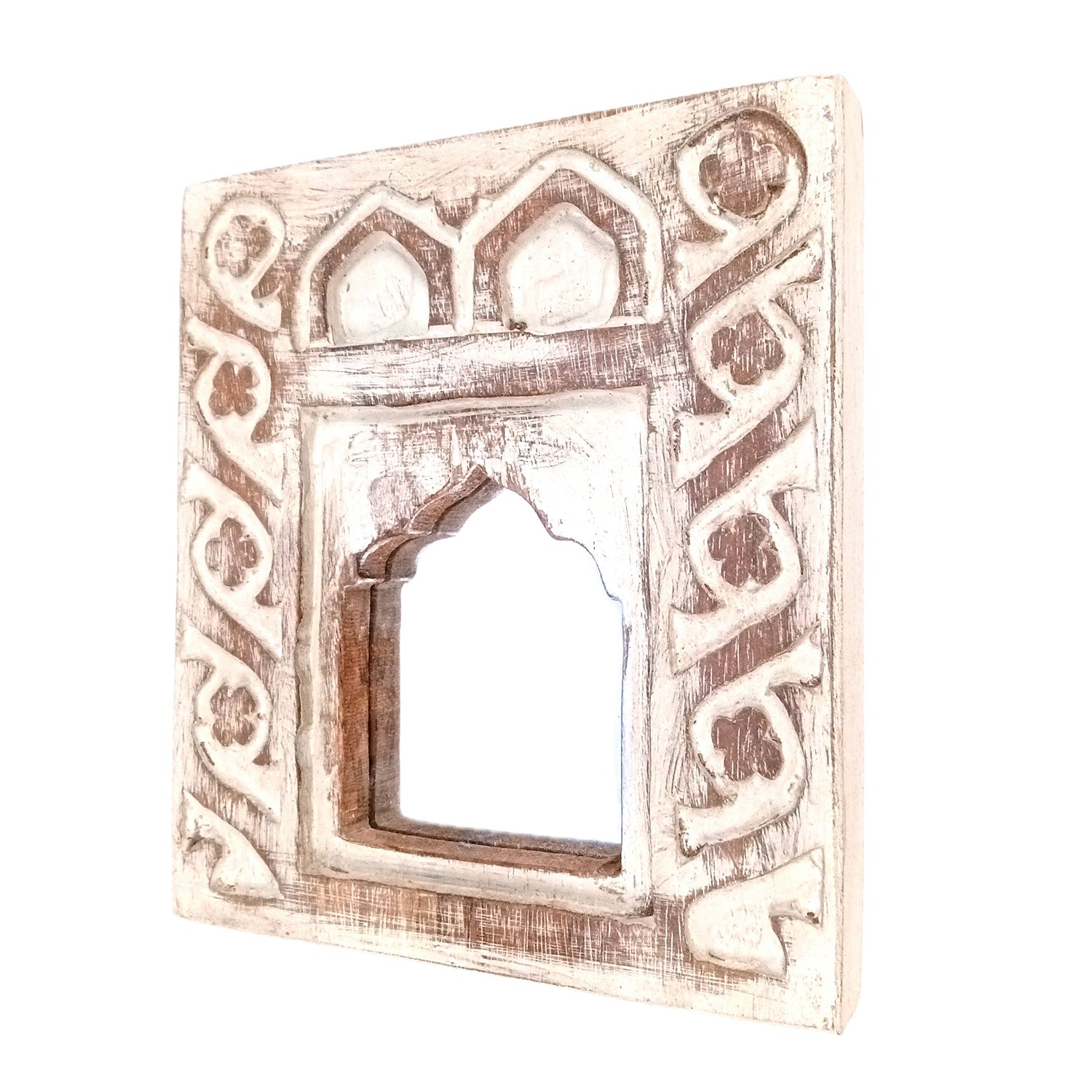 Wooden Mirror Frame | Traditional Indian Jharokha | Rustic Wall Mirror With Antique Finish - For Wall Decor, Entrance, Living Room, Home & Office Decor, & Gifts - 9 Inch - Apkamart #Style_Design 3