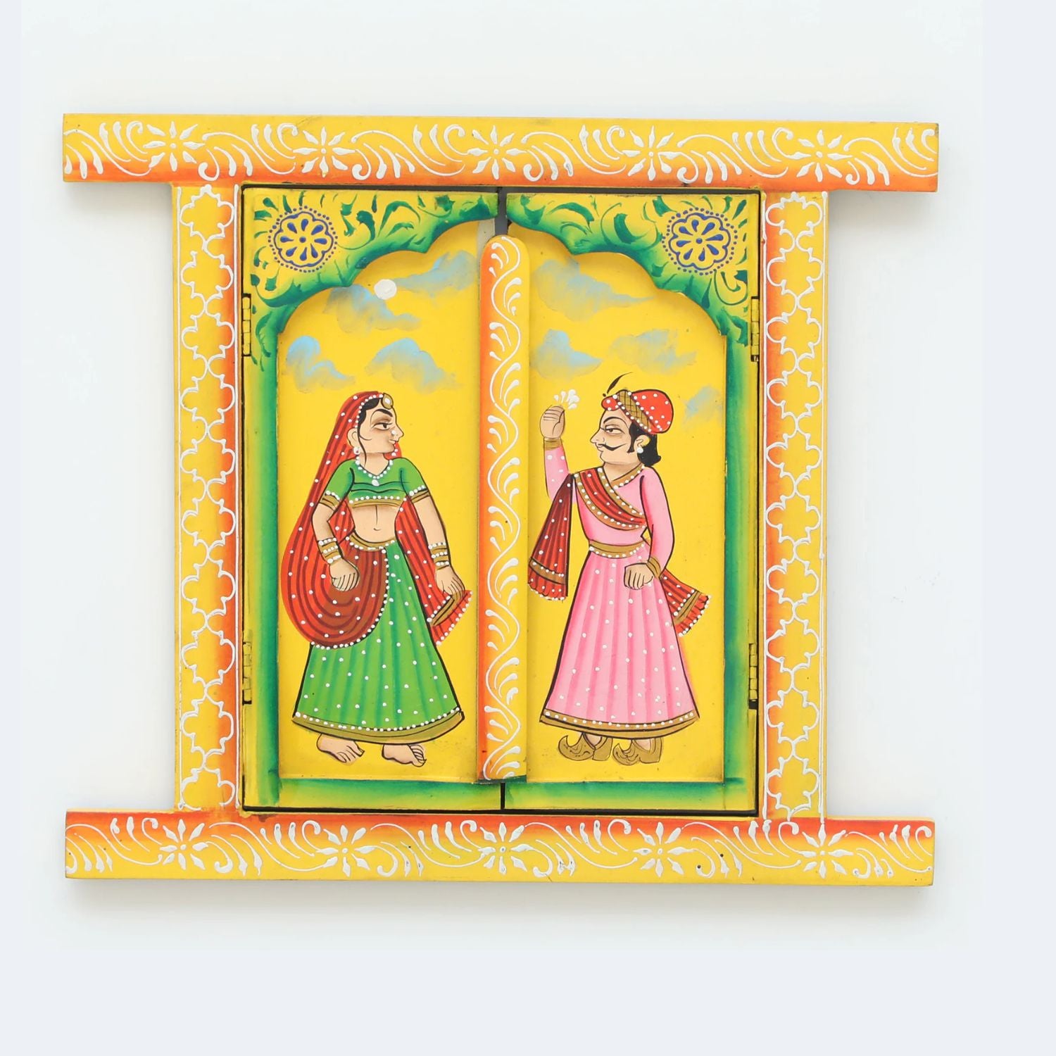 Wooden Window Jharokha Frame | Ethnic Jharokha Wall Hanging With Opening Doors - For Home, Wall Decor, Living room, Entrance Decoration & Gifts - 15 Inch - Apkamart #Style_Design 2