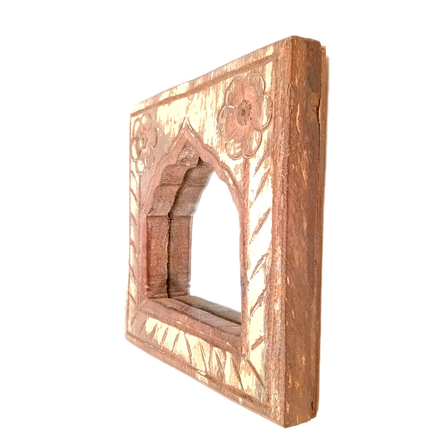 Wooden Jharokha Frame With Replaceable Mirror | Antique Finish Rustic Jharokha Carved in Solid Wood - For Wall Decor, Entrance, Living Room, Home Decor & Gifts - 7 Inch - Apkamart #Style_Design 4