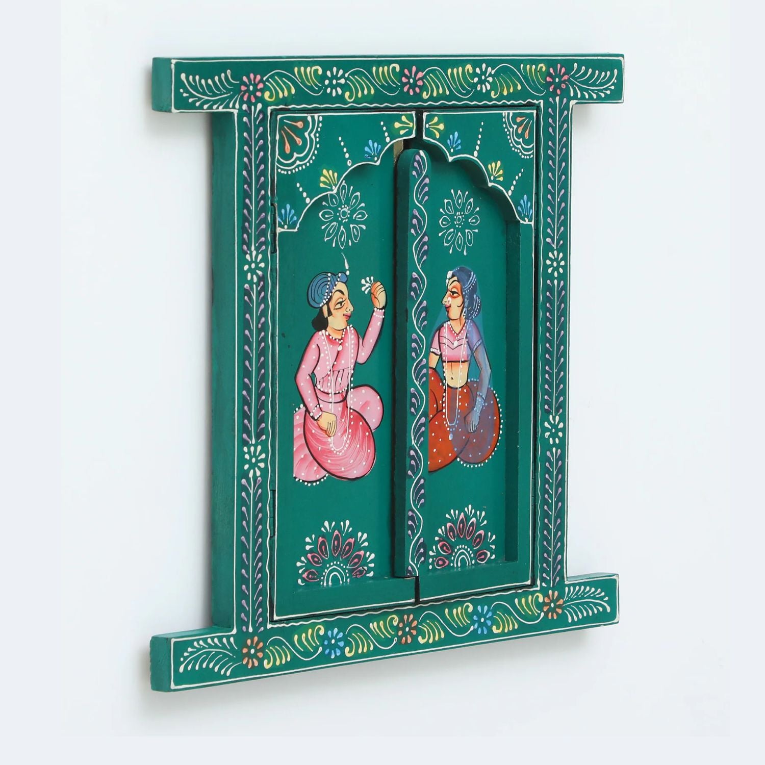 Wooden Window Jharokha Frame | Ethnic Jharokha Wall Hanging With Opening Doors - For Home, Wall Decor, Living room, Entrance Decoration & Gifts - 15 Inch - Apkamart #Style_Design 3