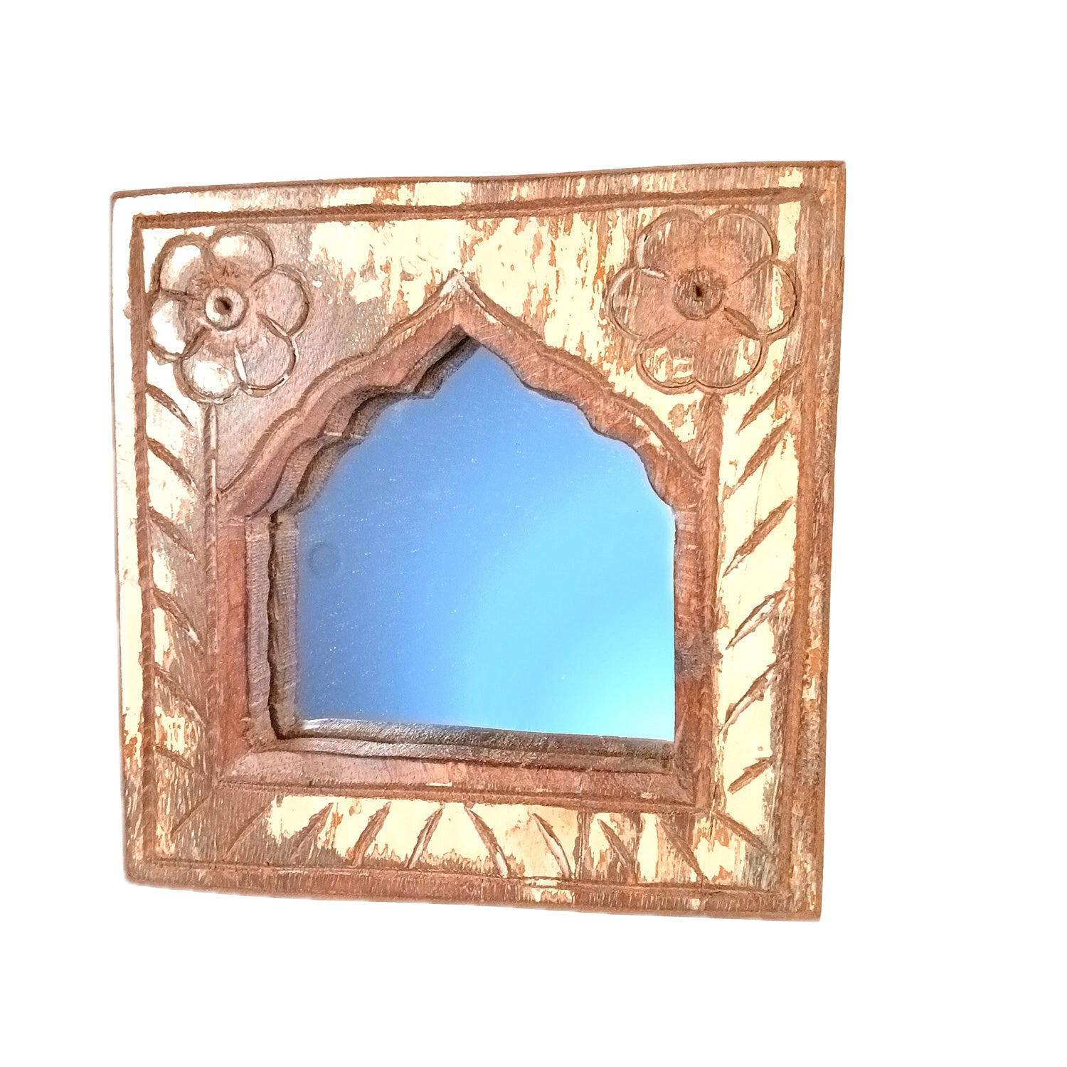 Wooden Jharokha Frame With Replaceable Mirror | Antique Finish Rustic Jharokha Carved in Solid Wood - For Wall Decor, Entrance, Living Room, Home Decor & Gifts - 7 Inch - Apkamart #Style_Design 4