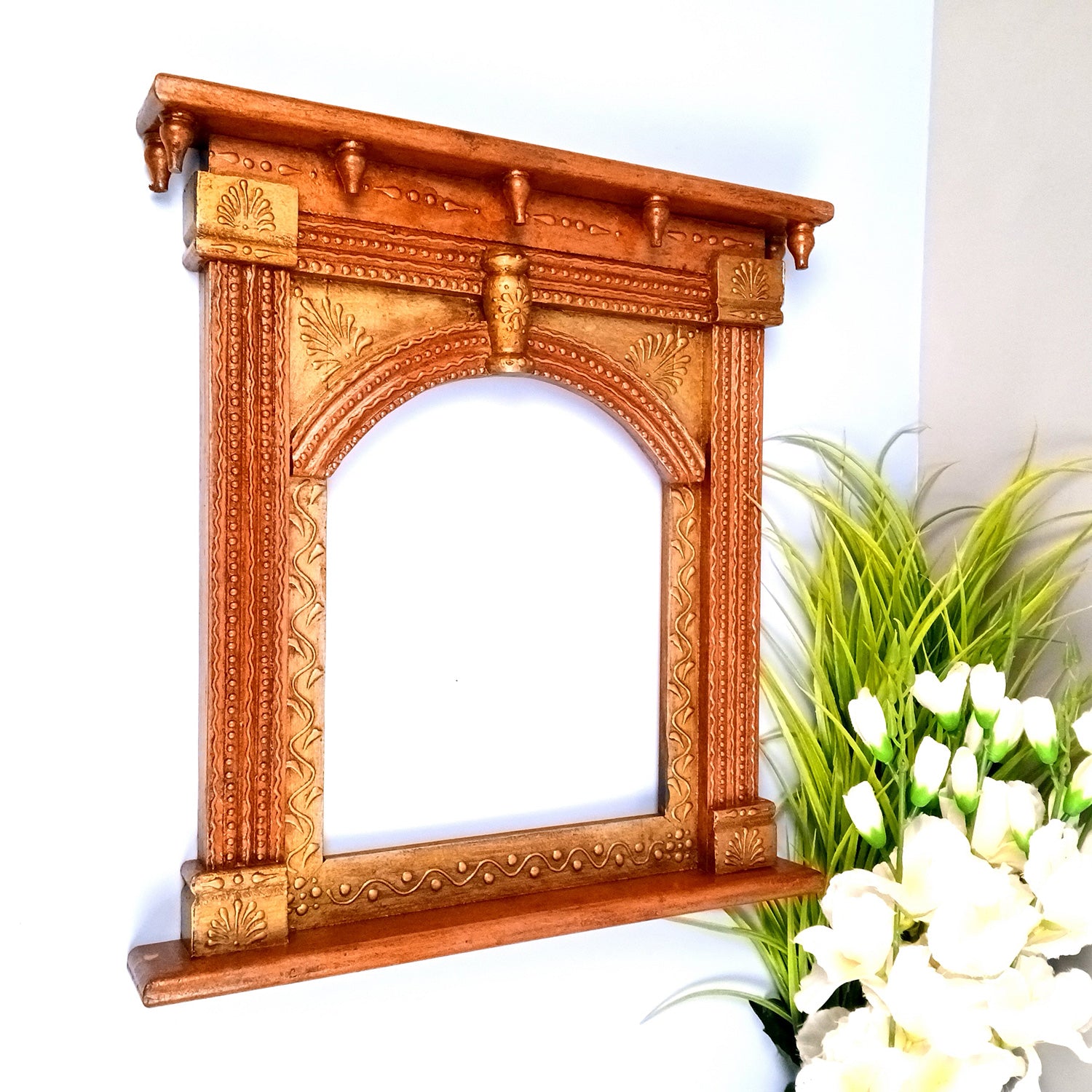 Jharokha Wall Hanging | Wooden Jharokha Frame Hangings - For Home, Wall Decor, Living room, Entrance Decoration & Gifts - 17 Inch (Wood, Brown) - Apkamart #Colour_Brown