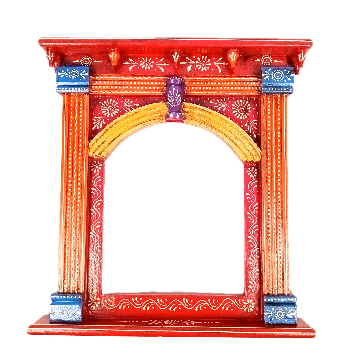 Jharokha Wall Hanging | Wooden Jharokha Frame Hangings - For Home, Wall Decor, Living room, Entrance Decoration & Gifts - 17 Inch (Wood, Brown) - Apkamart #Colour_Red