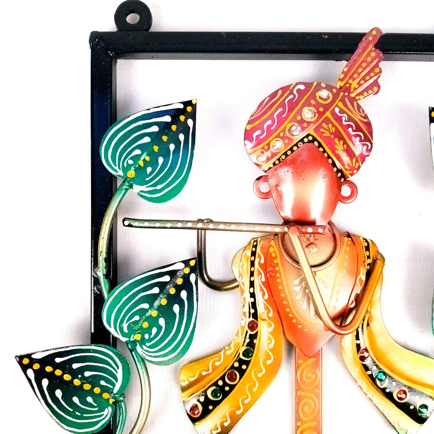 Krishna Key Holder With Candle tea Light Stand | Decorative Wall Hanging | Keys Organizer - for Home, Entrance, Office Decor & Gifts - 12 Inch - Apkamart