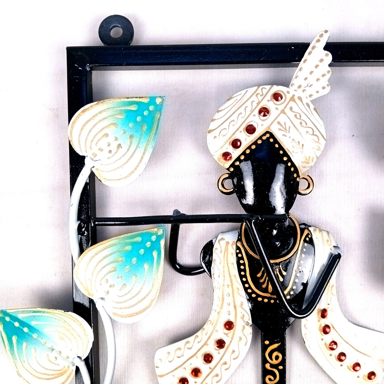 Krishna Key Holder With Candle Tea Light Stand | Decorative Wall Hanging | Keys Organizer - for Home, Entrance, Office Decor & Gifts - 12 Inch - Apkamart