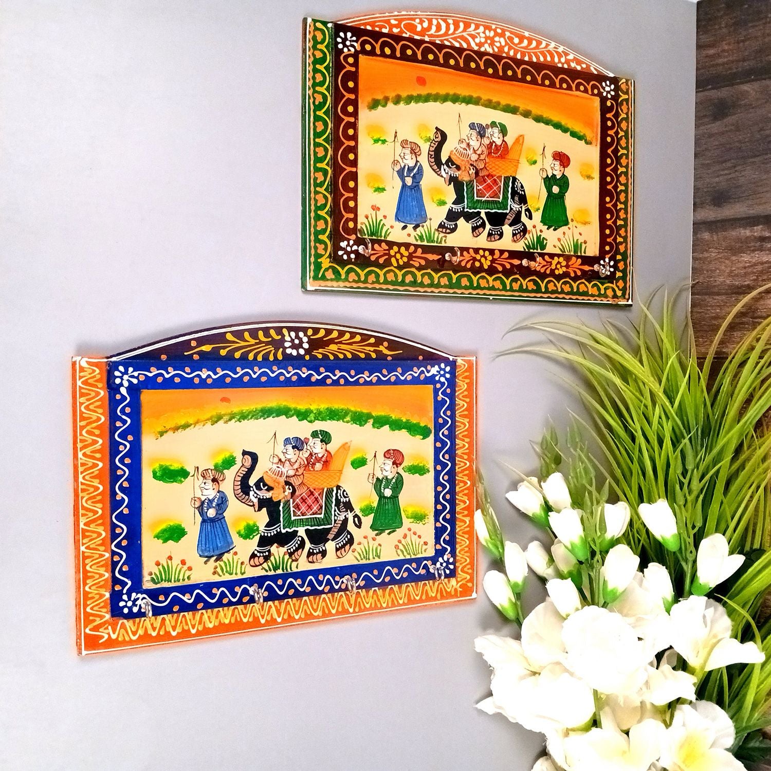Key Holder Wall Hanging | Key Hook Stand  4 Keys Organizer - For Home, Entrance, Office Decor & Gifts - 12 Inch ( 4 Hooks) - Apkamart #Style_Pack Of 2