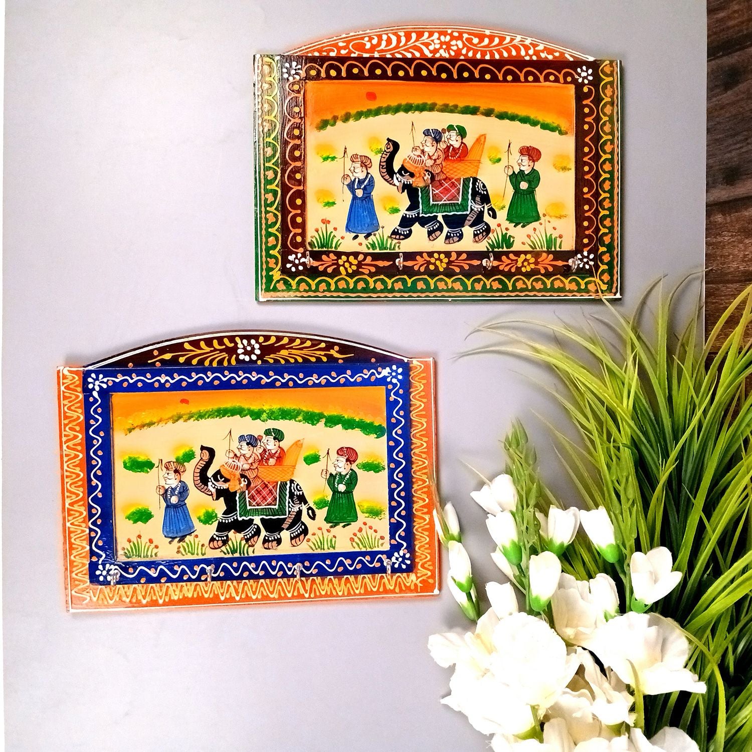Key Holder Wall Hanging | Key Hook Stand  4 Keys Organizer - For Home, Entrance, Office Decor & Gifts - 12 Inch ( 4 Hooks) - Apkamart #Style_Pack Of 2