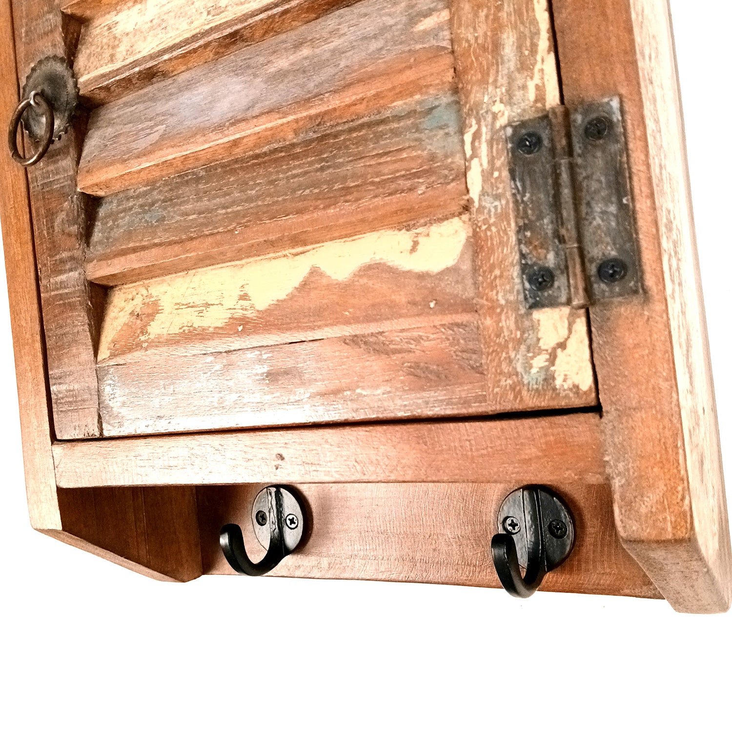 Key Holder Box Wall Hanging | Wooden Cabinet Key Hook Stand With Rustic Finish | Keys Organizer - For Home, Entrance, Office Decor & Gifts - 15 Inch (8 Hooks) - Apkamart