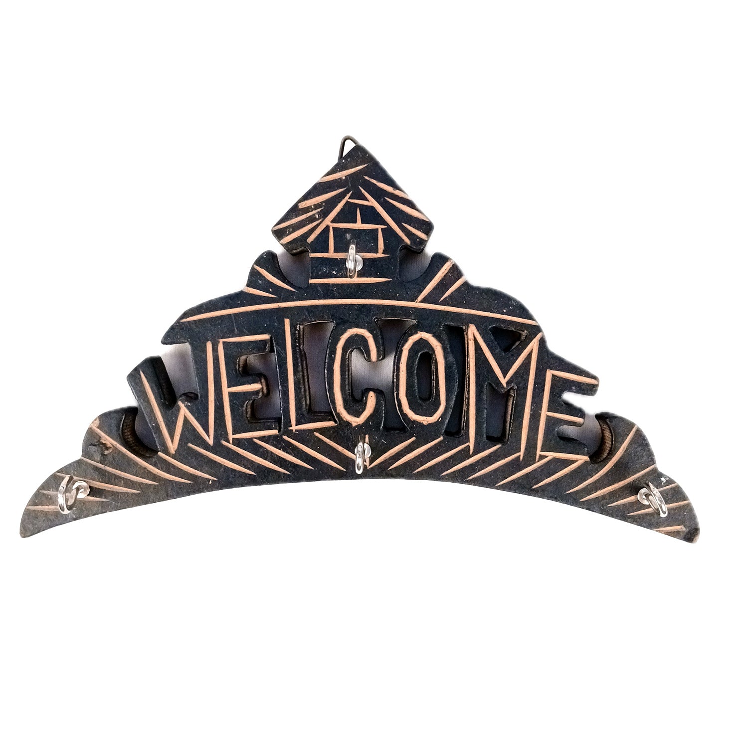 Key Hook Wall Decor | Key Holder Stand Welcome Design| Key Hanger Organiser - For Home, Entrance, Office Decor & Gifts - 10 Inch (4 Hooks) - Apkamart