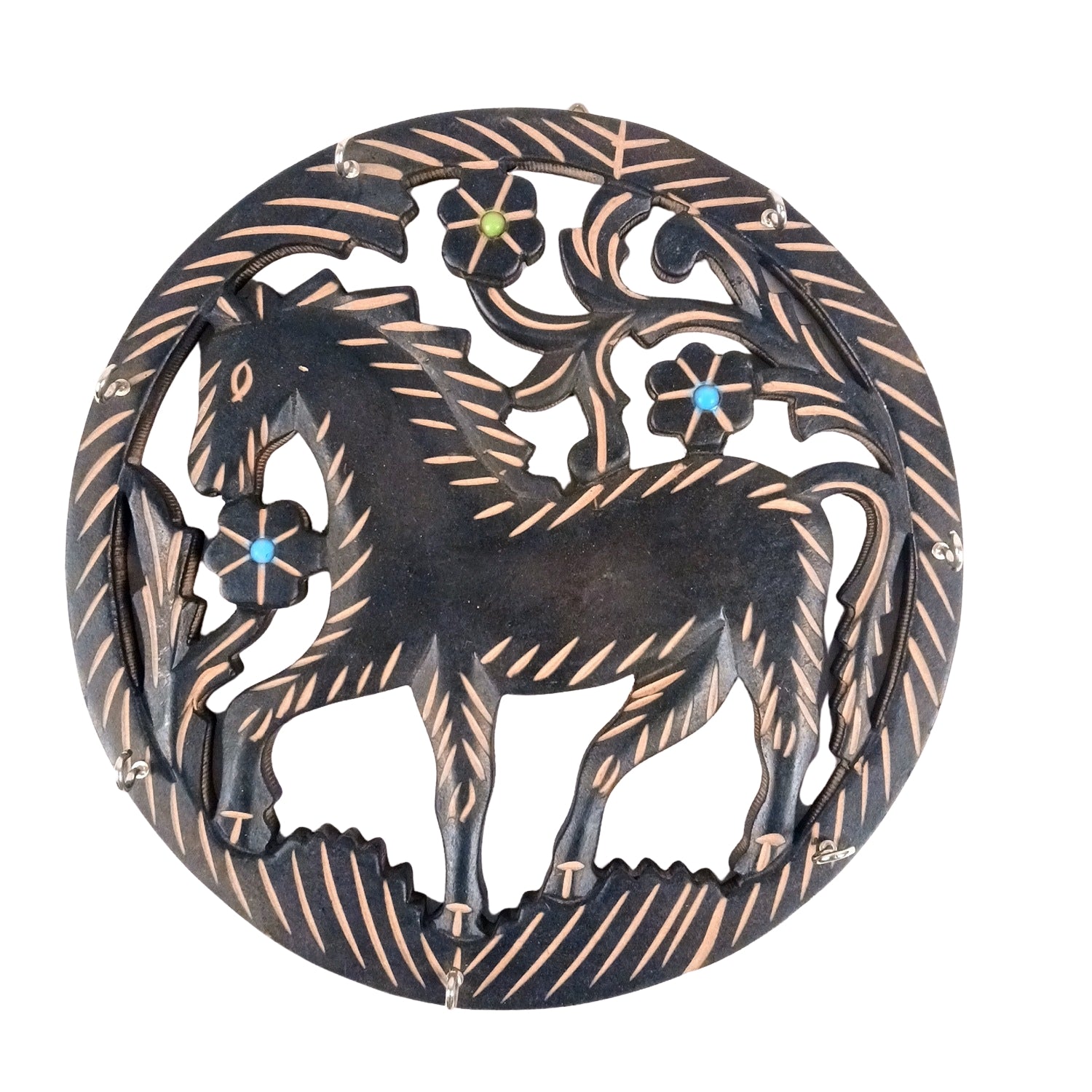 Wooden Key Holder | Wall Mounted Wooden Key Organizer for Home Entrance, Living Room & Office | Decorative Key Rack for Door & Wall Decor - 11 Inch (7 Hooks) - Apkamart