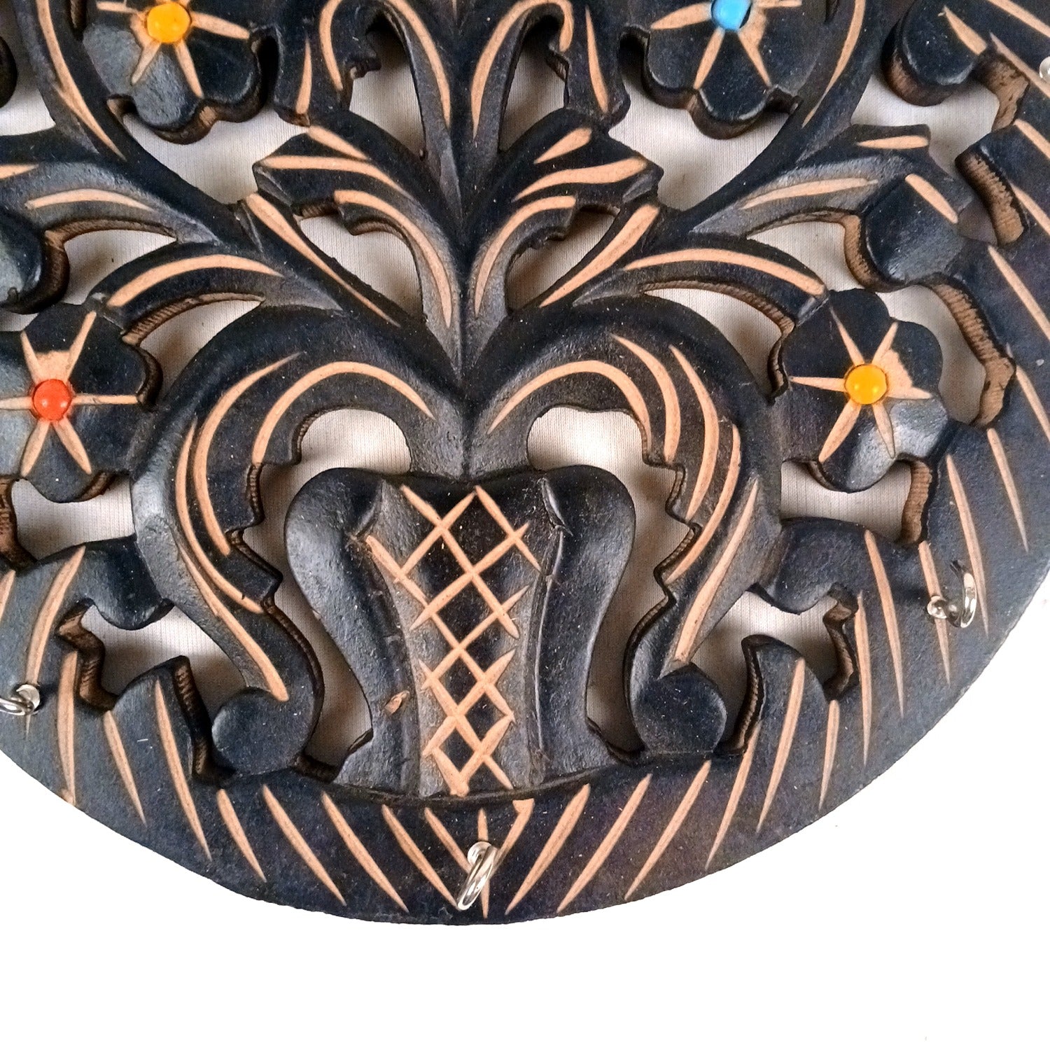 Wooden Key Holder | Wall Mounted Wooden Key Organizer for Home Entrance, Living Room & Office | Decorative Key Rack for Door & Wall Decor - 11 Inch (7 Hooks) - Apkamart