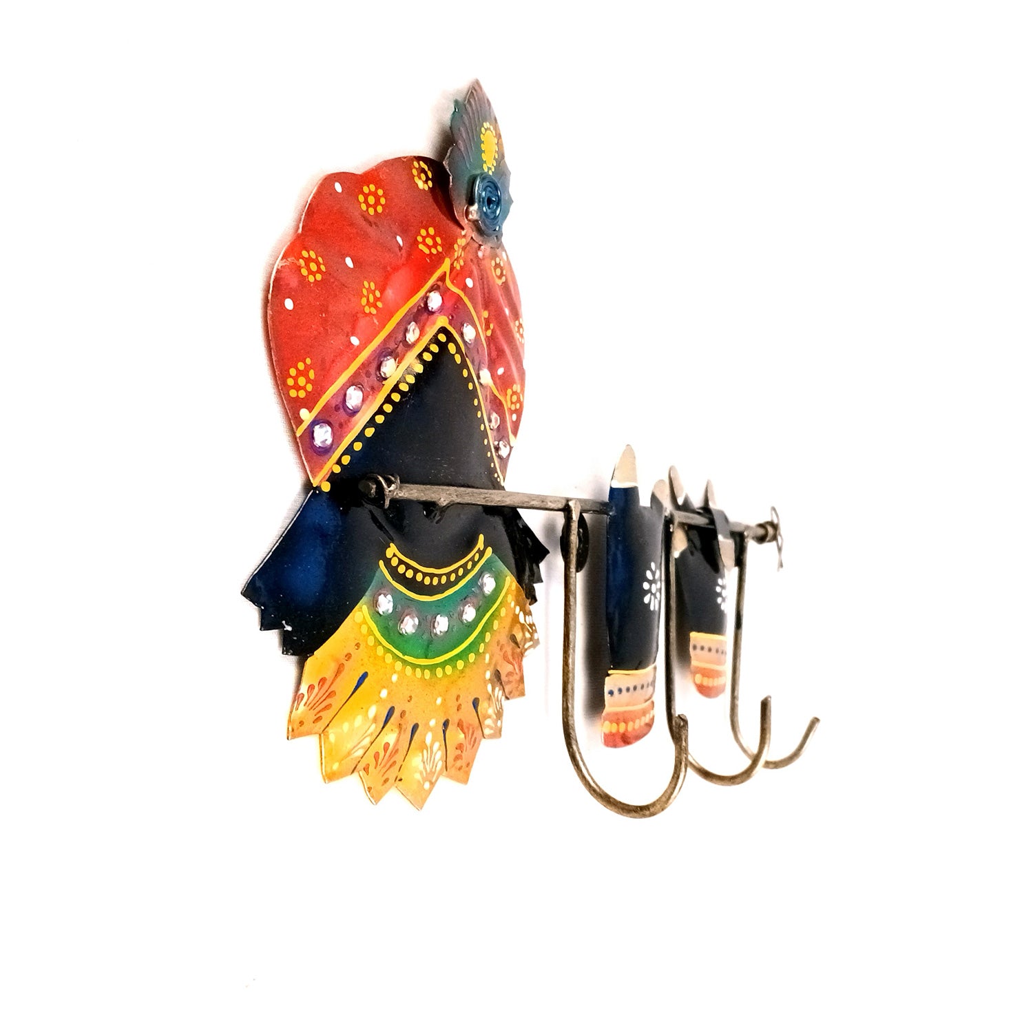 Key Holder Wall Hanging | Key Hook Hanger Stand - Krishna Design | Keys Organizer - for Home, Entrance, Office Decor - 11 Inch - Apkamart