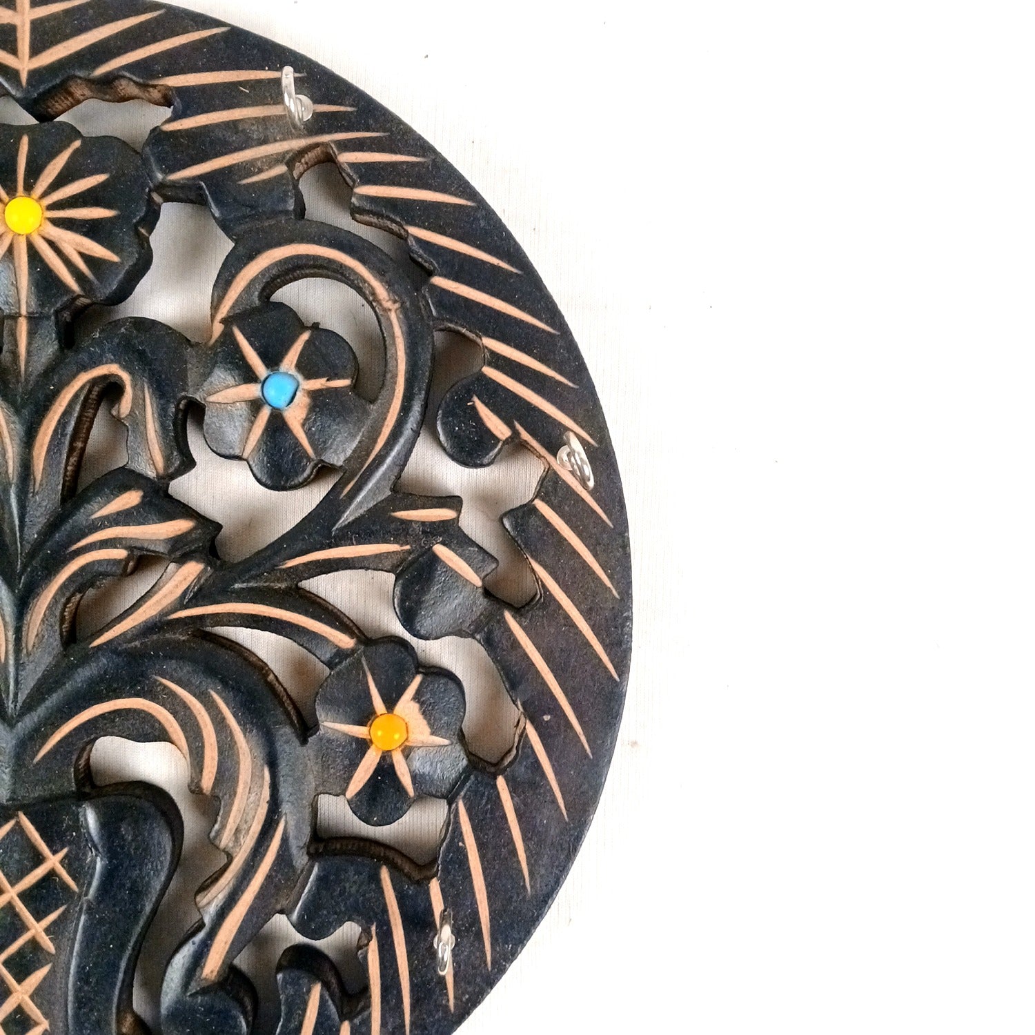 Wooden Key Holder | Wall Mounted Wooden Key Organizer for Home Entrance, Living Room & Office | Decorative Key Rack for Door & Wall Decor - 11 Inch (7 Hooks) - Apkamart