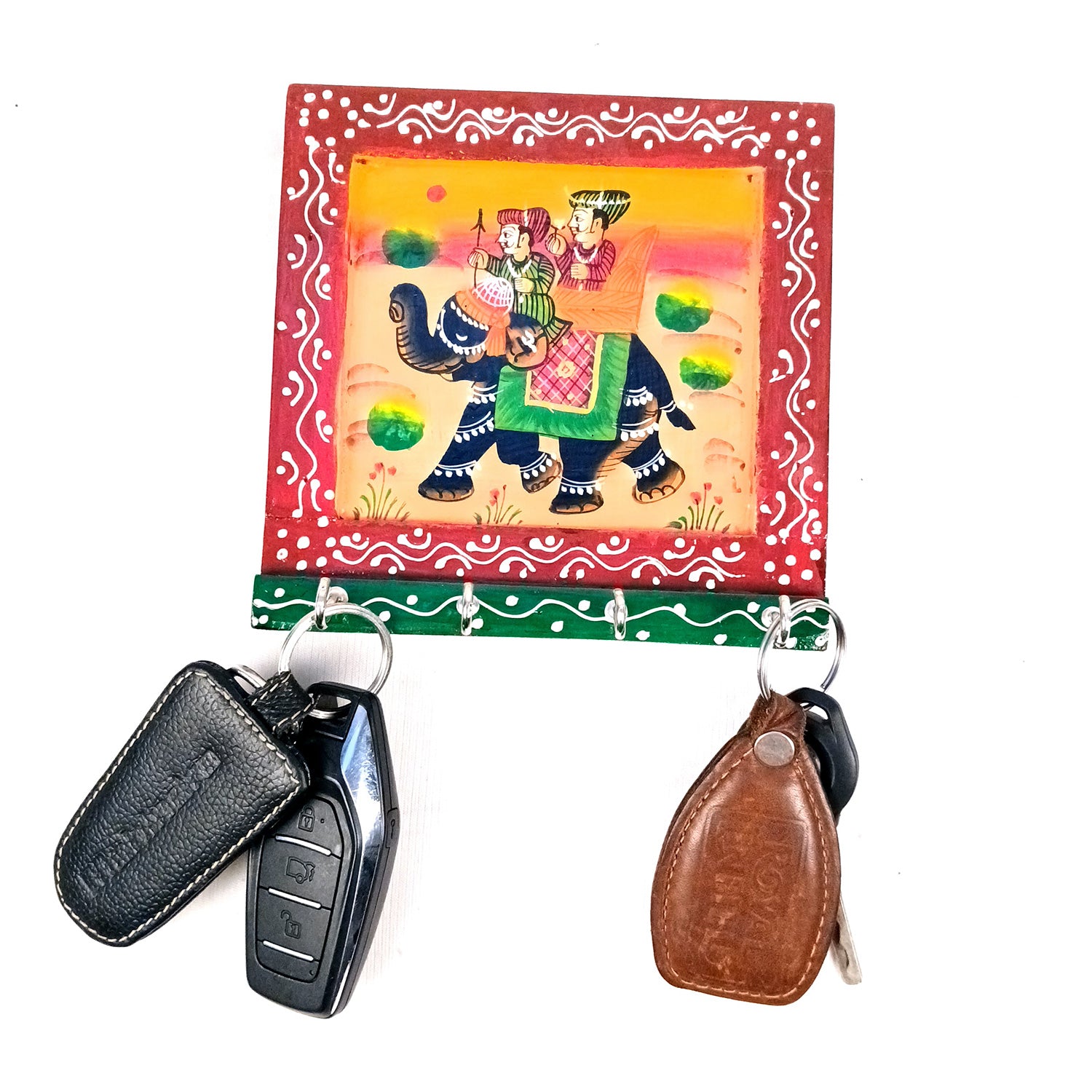 Key Holder Stands With 4 Hooks | Keys Hook Hangers | Keys Organizer - For Home, Entrance, Office Decor & Gifts - 6 Inch (Wood, Multicolor) - Apkamart
