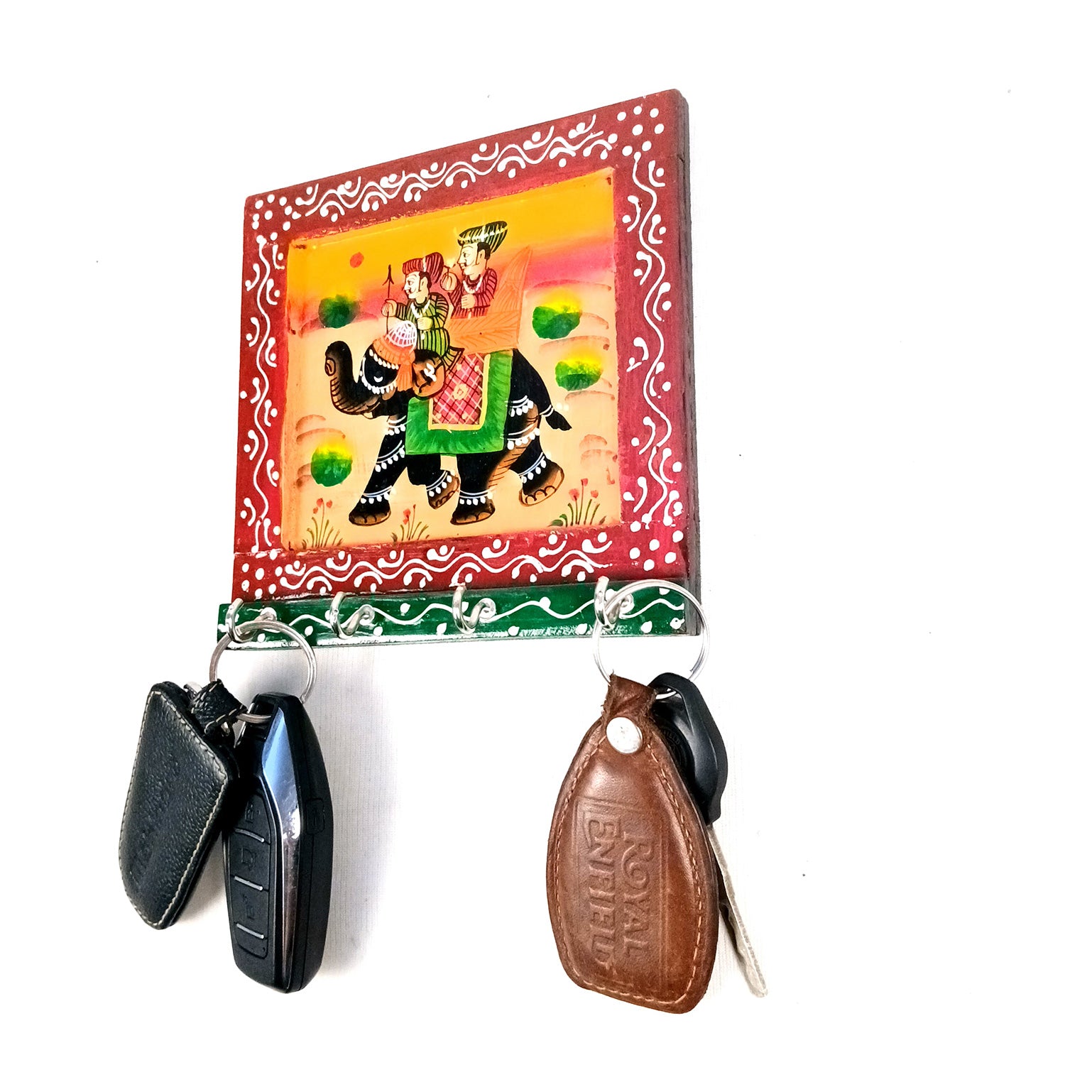 Key Holder Stands With 4 Hooks | Keys Hook Hangers | Keys Organizer - For Home, Entrance, Office Decor & Gifts - 6 Inch (Wood, Multicolor) - Apkamart