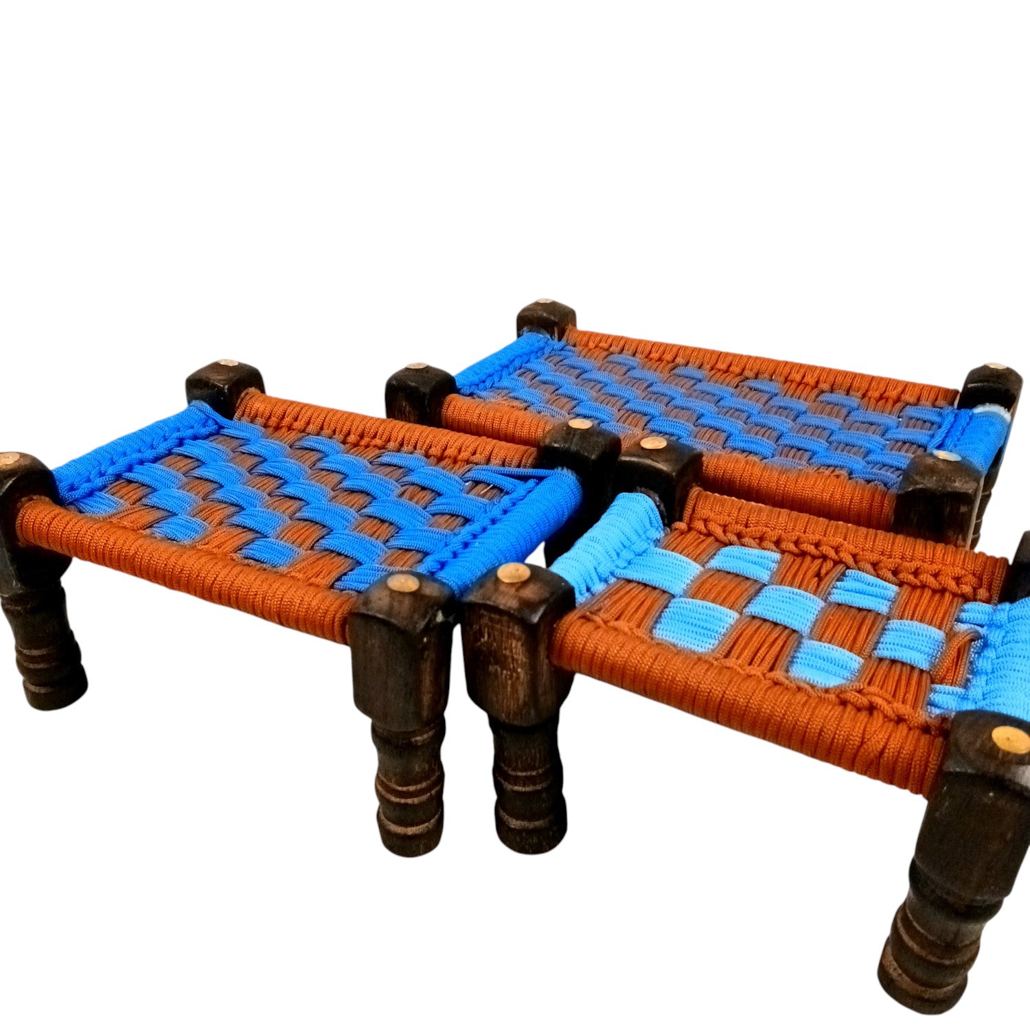 Charpai Khaat Bed Miniature | Wood & Jute Small Chaarpai Khat Cot - for Ladoo Gopal Ji, Home Decor, For keeping God Showpiece | Kids Toys Gift - 10 Inch (Pack of 3) - Apkamart