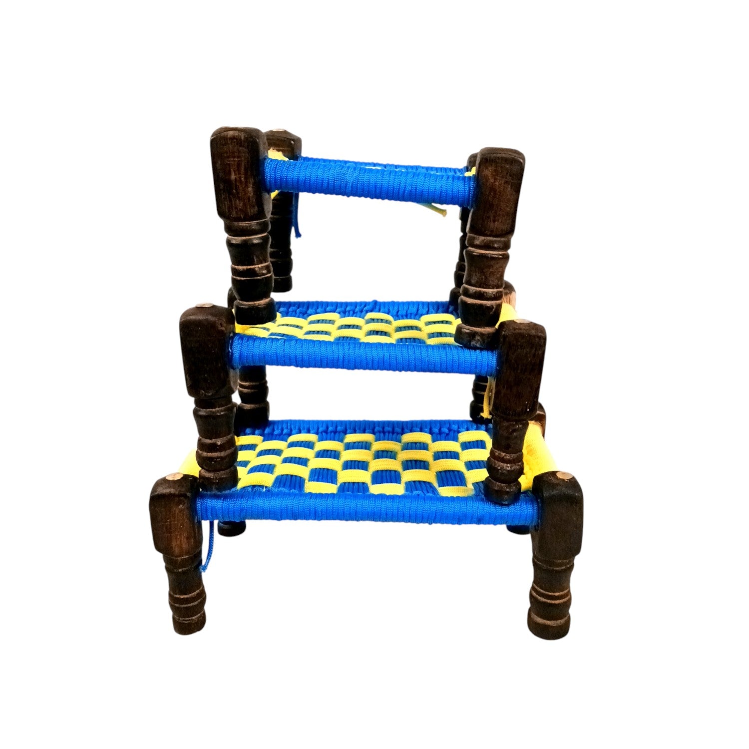 Charpai Khaat Bed Miniature | Wood & Jute Small Chaarpai Khat Cot - for Ladoo Gopal Ji, Home Decor, For keeping God Showpieces | Kids Toys Gift - 10 Inch (Pack of 3) - Apkamart