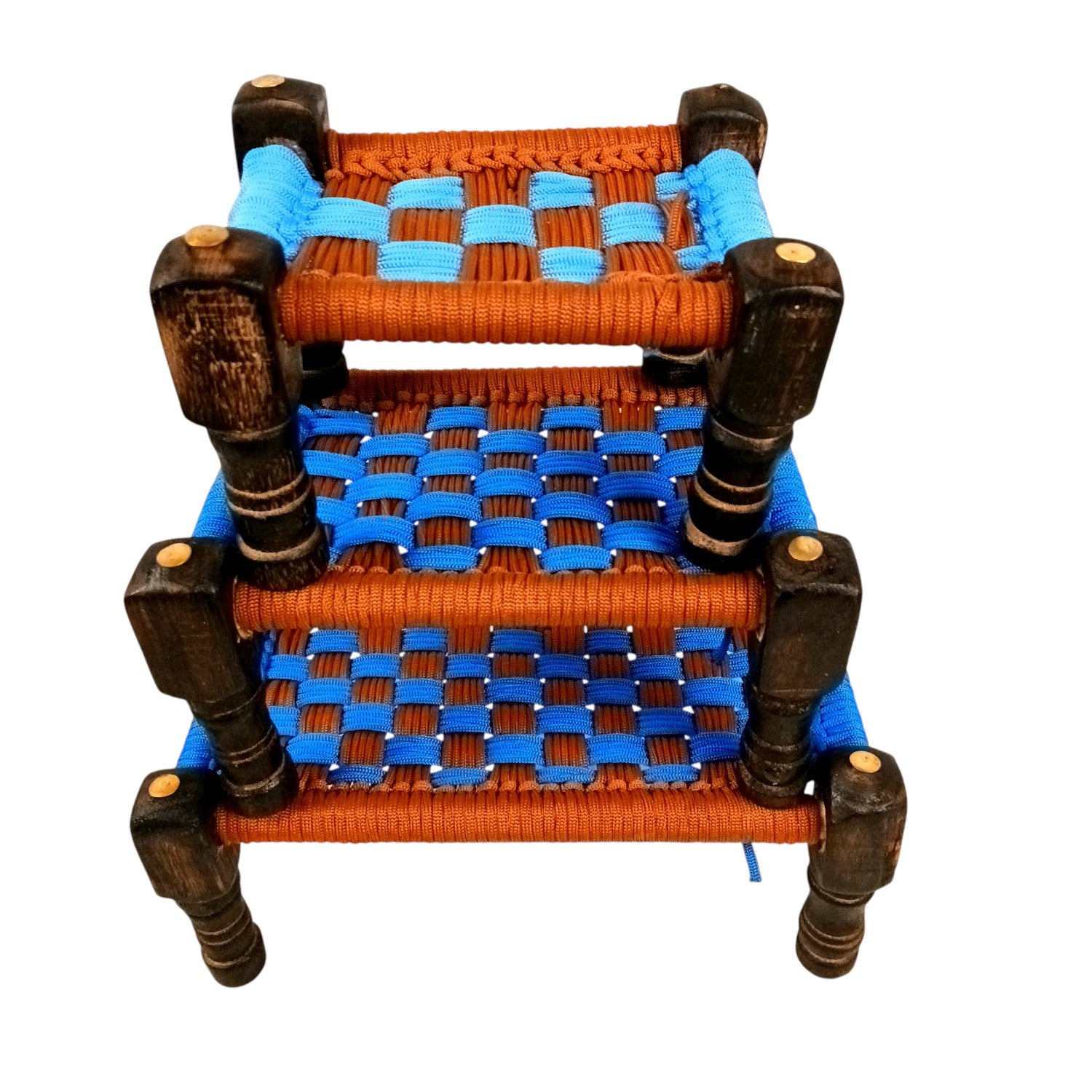 Charpai Khaat Bed Miniature | Wood & Jute Small Chaarpai Khat Cot - for Ladoo Gopal Ji, Home Decor, For keeping God Showpiece | Kids Toys Gift - 10 Inch (Pack of 3) - Apkamart