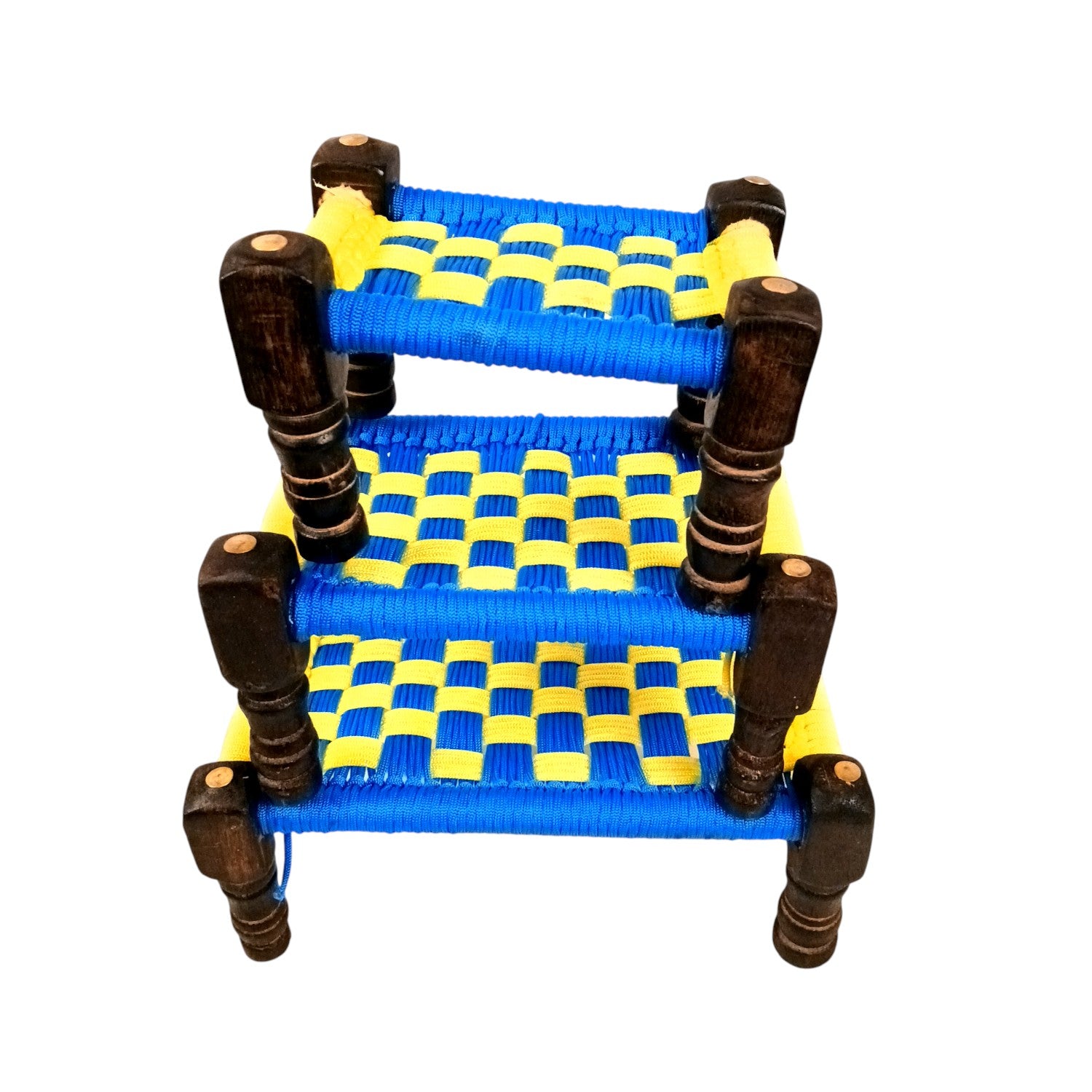 Charpai Khaat Bed Miniature | Wood & Jute Small Chaarpai Khat Cot - for Ladoo Gopal Ji, Home Decor, For keeping God Showpieces | Kids Toys Gift - 10 Inch (Pack of 3) - Apkamart