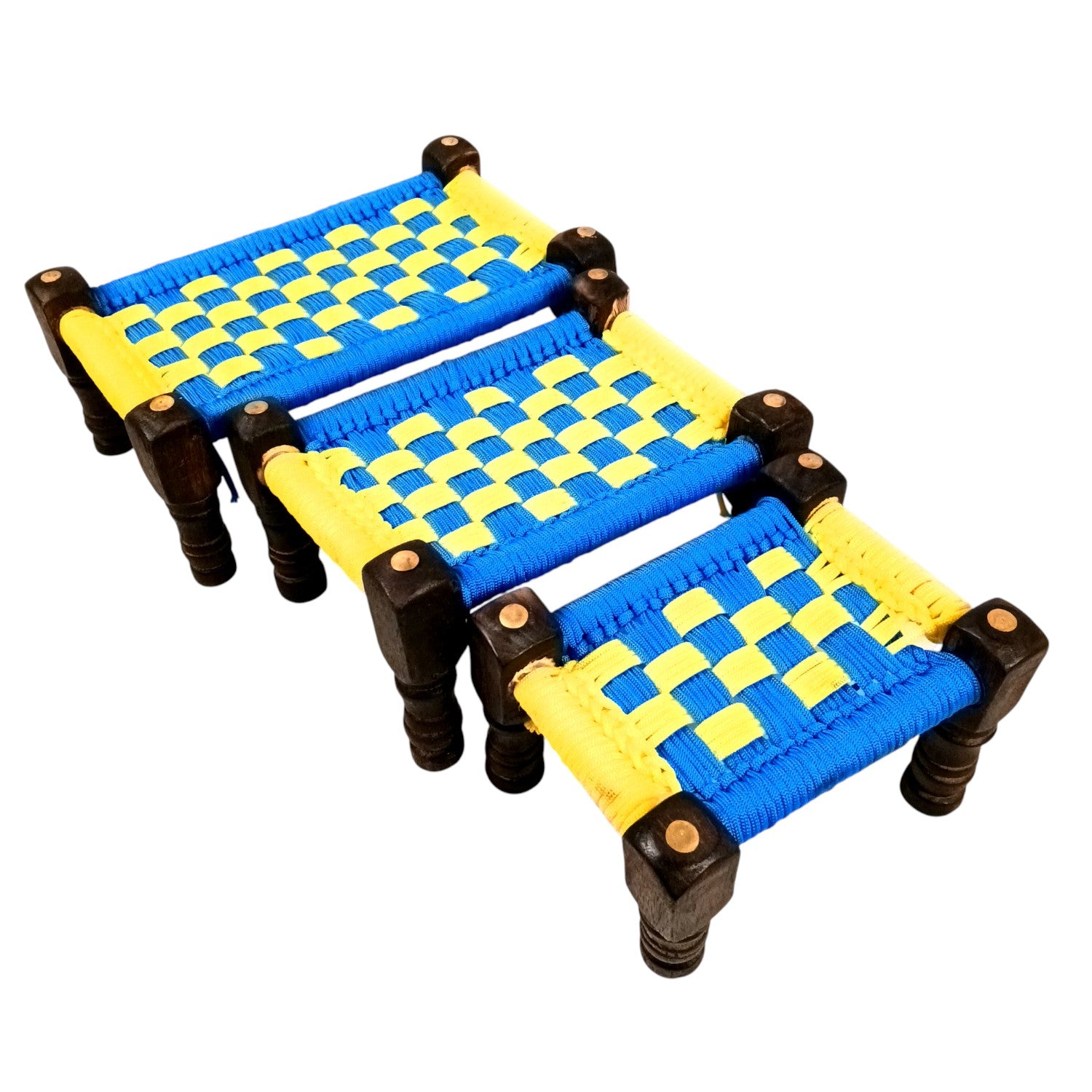 Charpai Khaat Bed Miniature | Wood & Jute Small Chaarpai Khat Cot - for Ladoo Gopal Ji, Home Decor, For keeping God Showpieces | Kids Toys Gift - 10 Inch (Pack of 3) - Apkamart