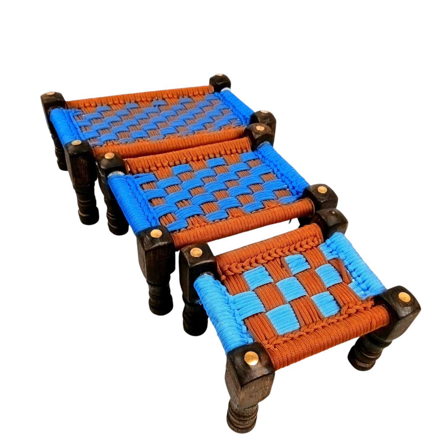 Charpai Khaat Bed Miniature | Wood & Jute Small Chaarpai Khat Cot - for Ladoo Gopal Ji, Home Decor, For keeping God Showpiece | Kids Toys Gift - 10 Inch (Pack of 3) - Apkamart
