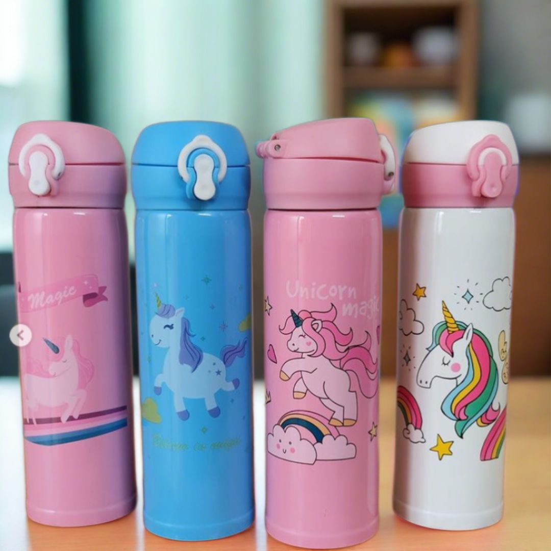 Stainless Steel Water Bottle - Unicorn Design | Flask Insulated Sipper Water Bottle for Girls & Boys - for Schools, Travel, Kids Birthday & Return Gifts- Apkamart #style_Pack of 2