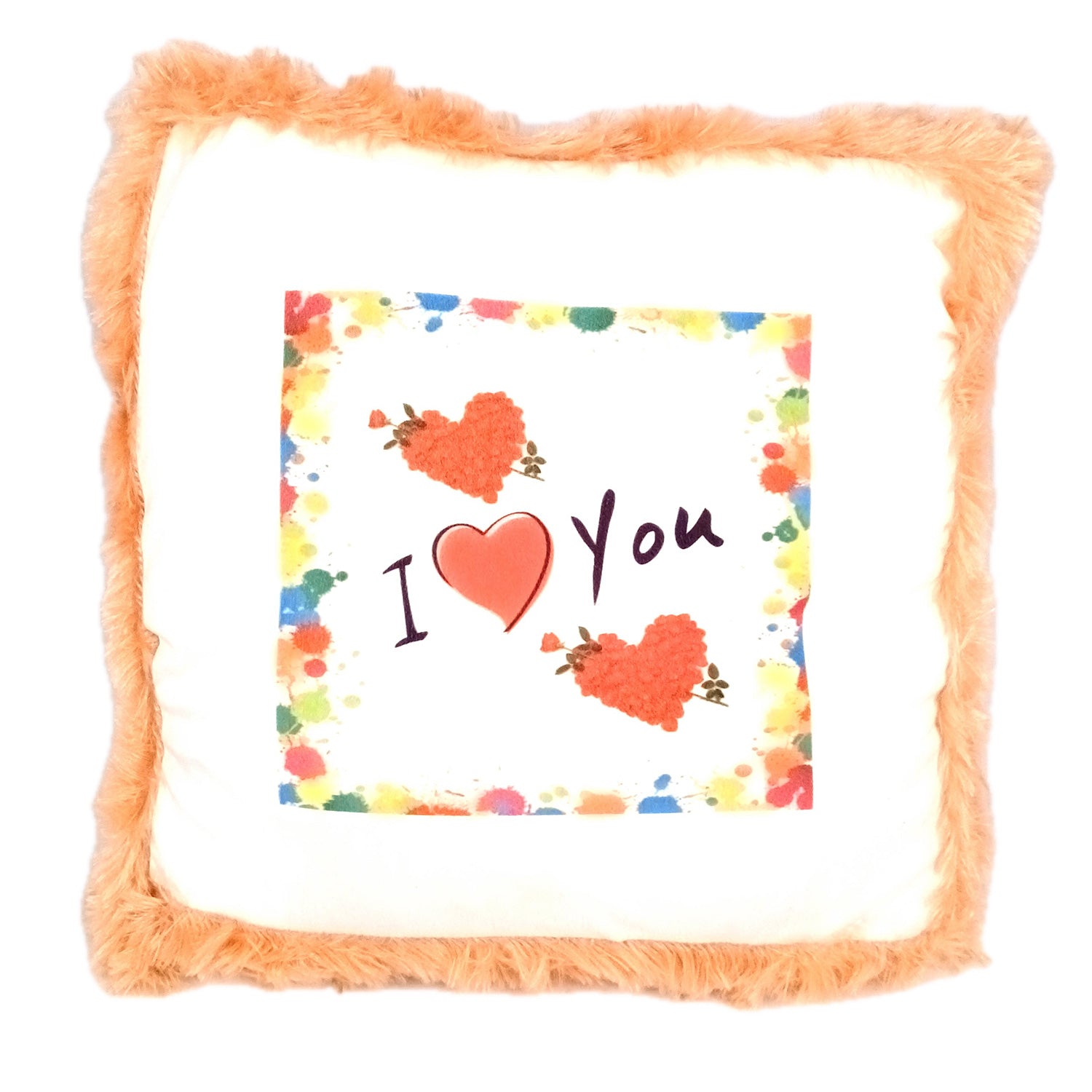 Soft Stuffed Cushion - I Love You Design| Fur Pillow with Filler - for Couples, Valentine Day Gift, Birthday, Girlfriend/Boyfriend, Wife/Husband | Gifts for Him/Her - Apkamart #Style_Design 2