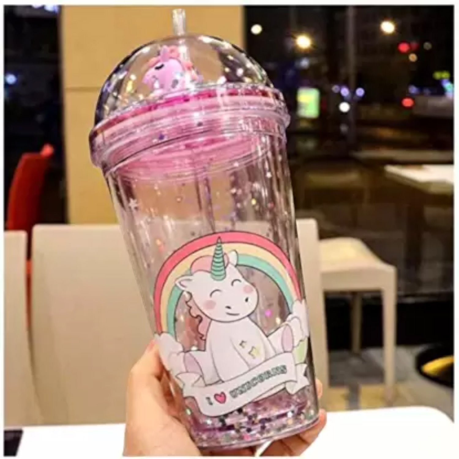 Sipper Bottler with Straw - Unicorn Design | Kid's Cup / Tumbler with Lid | Water Bottle | Fruit Juice Mug for Kids - For Kids Birthday Gift & Return Gift Success - Apkamart #Style_pack of 2