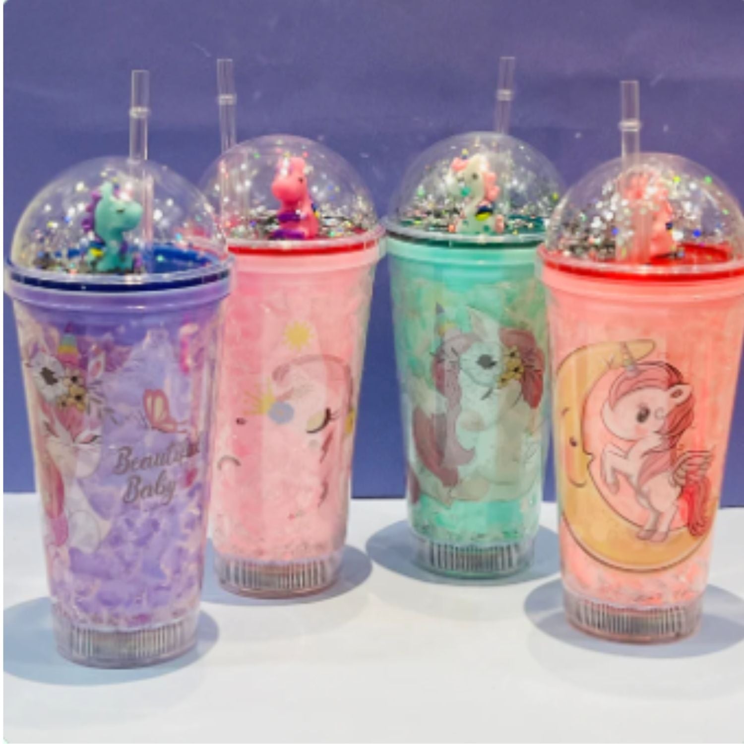 Sipper Bottle with Straw - Unicorn Design | Water Bottle | Juice Mug for Kids - For Kids Birthday Gift & Return Gift - Apkamart #style_pack of 3