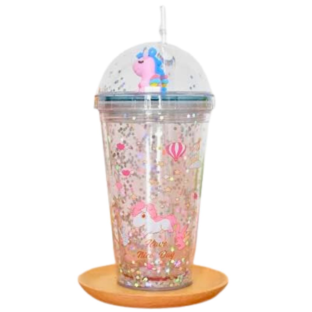 Sipper Bottler with Straw - Unicorn Design | Kid's Cup / Tumbler with Lid | Water Bottle | Fruit Juice Mug for Kids - For Kids Birthday Gift & Return Gift