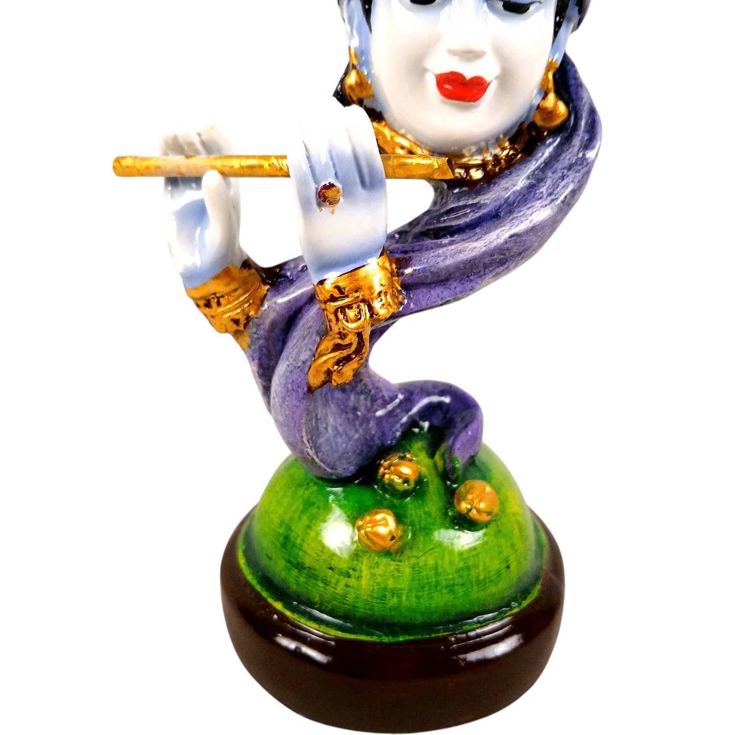 Krishna Statue Multicolor with Bansuri | Shri Krishna Idol for Home, Pooja Room & Vastu | Religious Table Decor, Diwali & Janmashtami Gift - 11 Inch - Apkamart