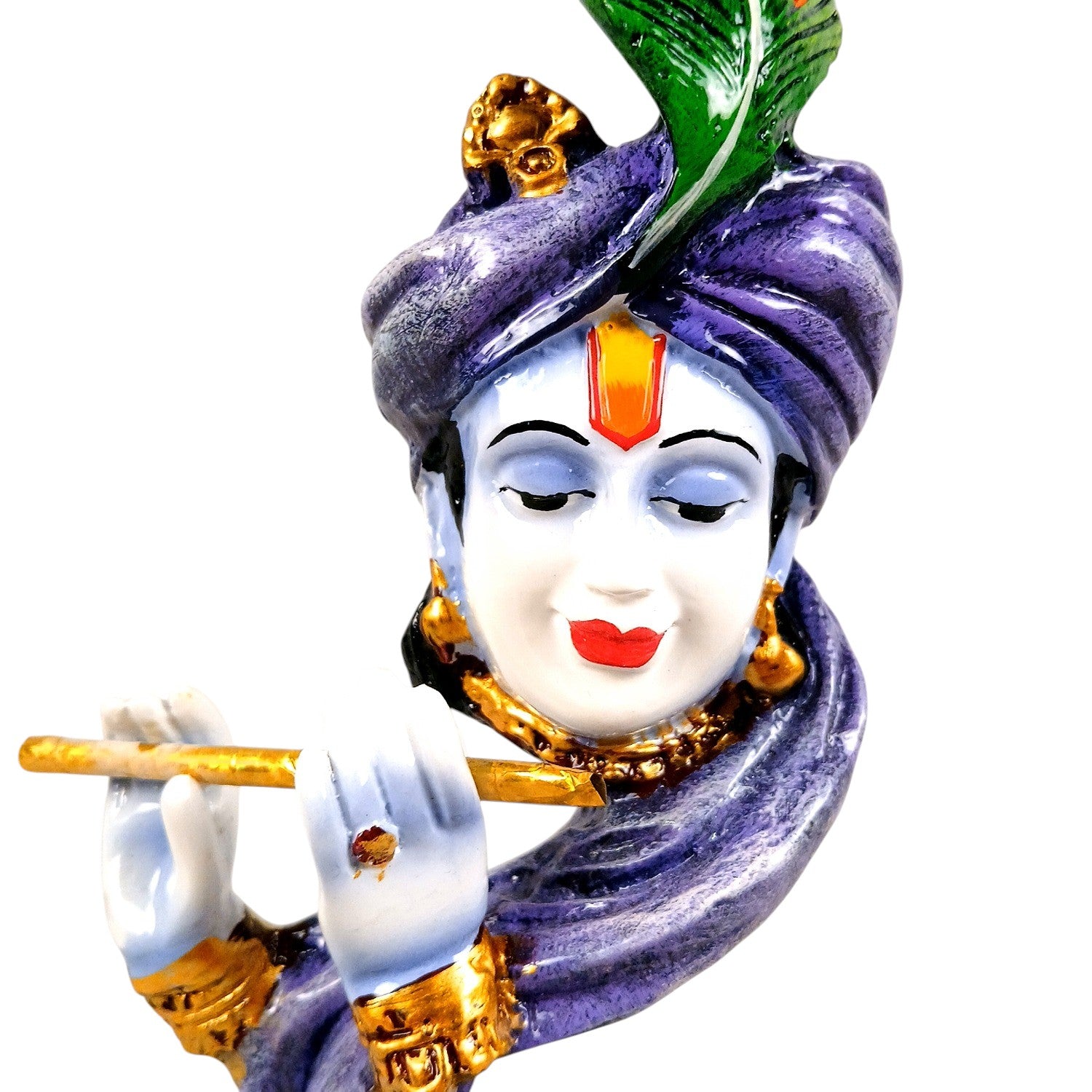 Krishna Statue Multicolor with Bansuri | Shri Krishna Idol for Home, Pooja Room & Vastu | Religious Table Decor, Diwali & Janmashtami Gift - 11 Inch - Apkamart