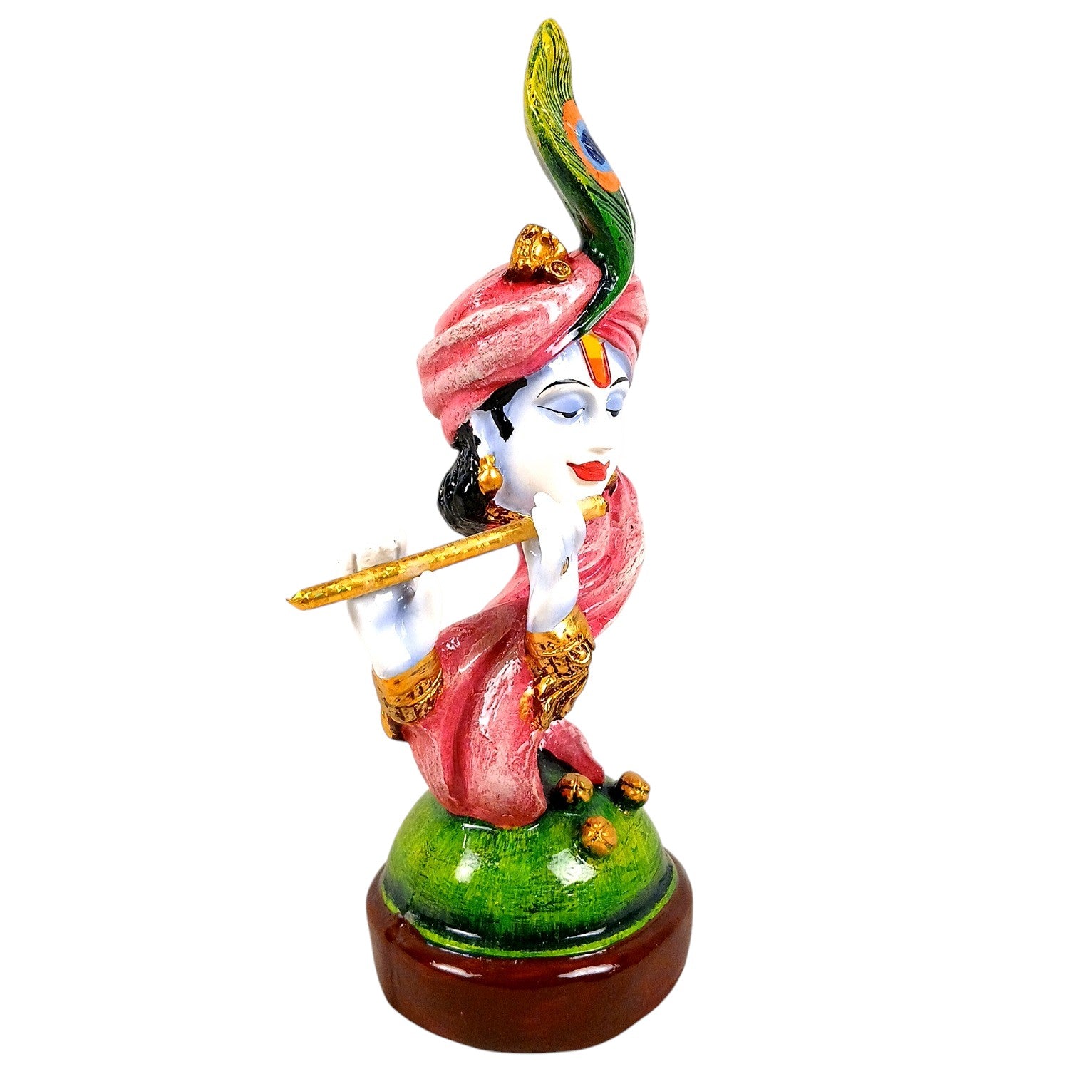 Krishna Statue with Bansuri for Home & Pooja Room Decor | Religious Table Decor, Diwali & Janmashtami Gift - 11 Inch - Apkamart
