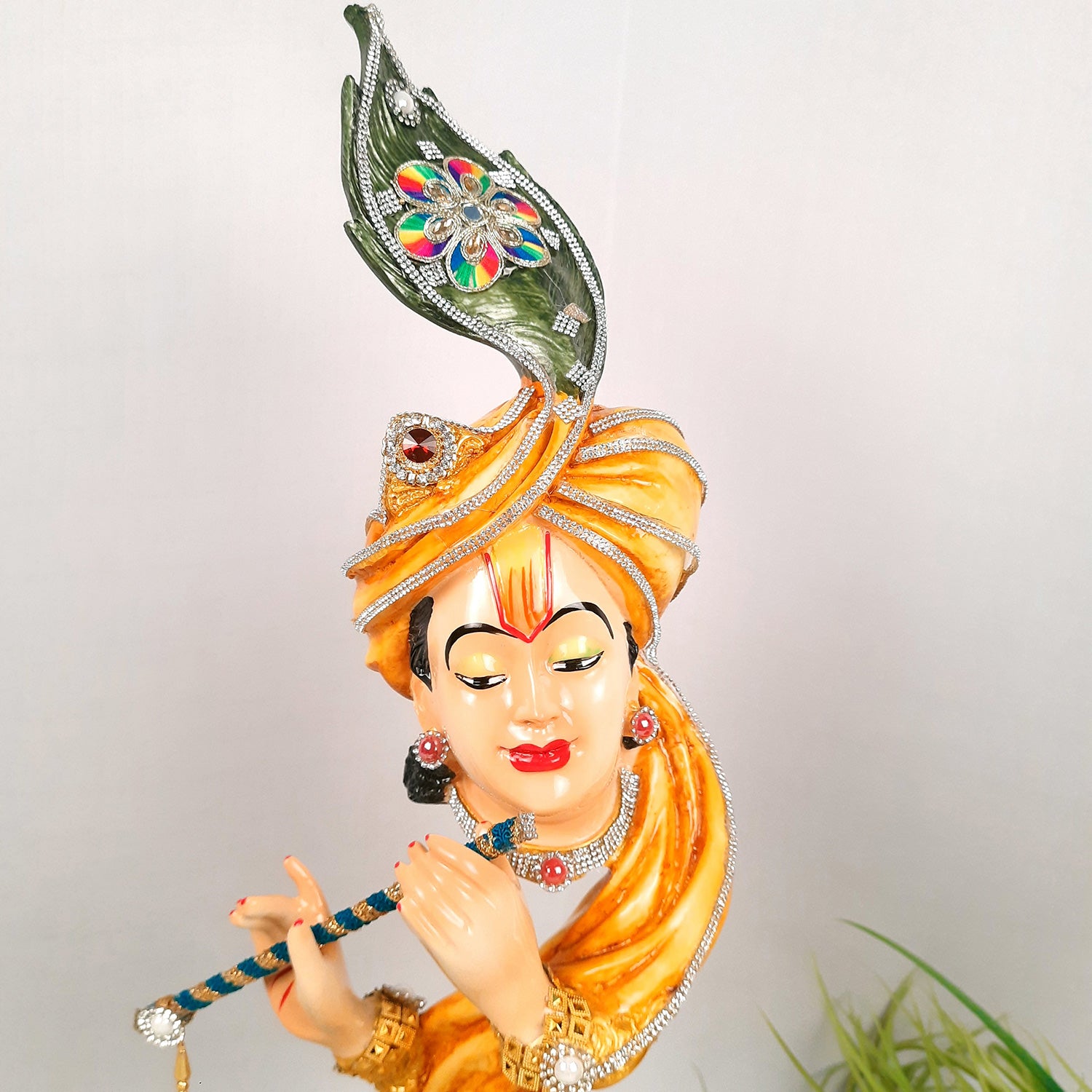 Krishna Statue | Shri Krishna Playing Flute Idol | Lord Krishna Murti - for Home, Living Room, Office, Puja, Entrance Decoration & Gifts - 23 Inch - Apkamart #Color_Yellow