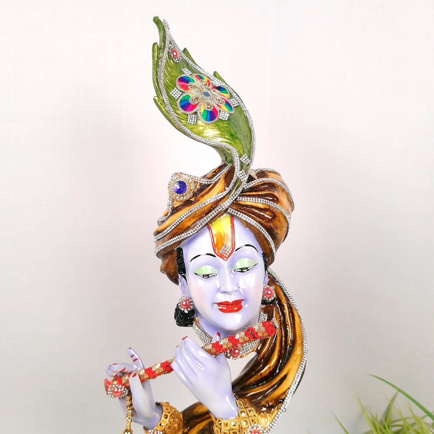 Krishna Statue | Shri Krishna Playing Flute Idol | Lord Krishna Murti - for Home, Living Room, Office, Puja, Entrance Decoration & Gifts - 13 Inch - Apkamart #Color_Blue