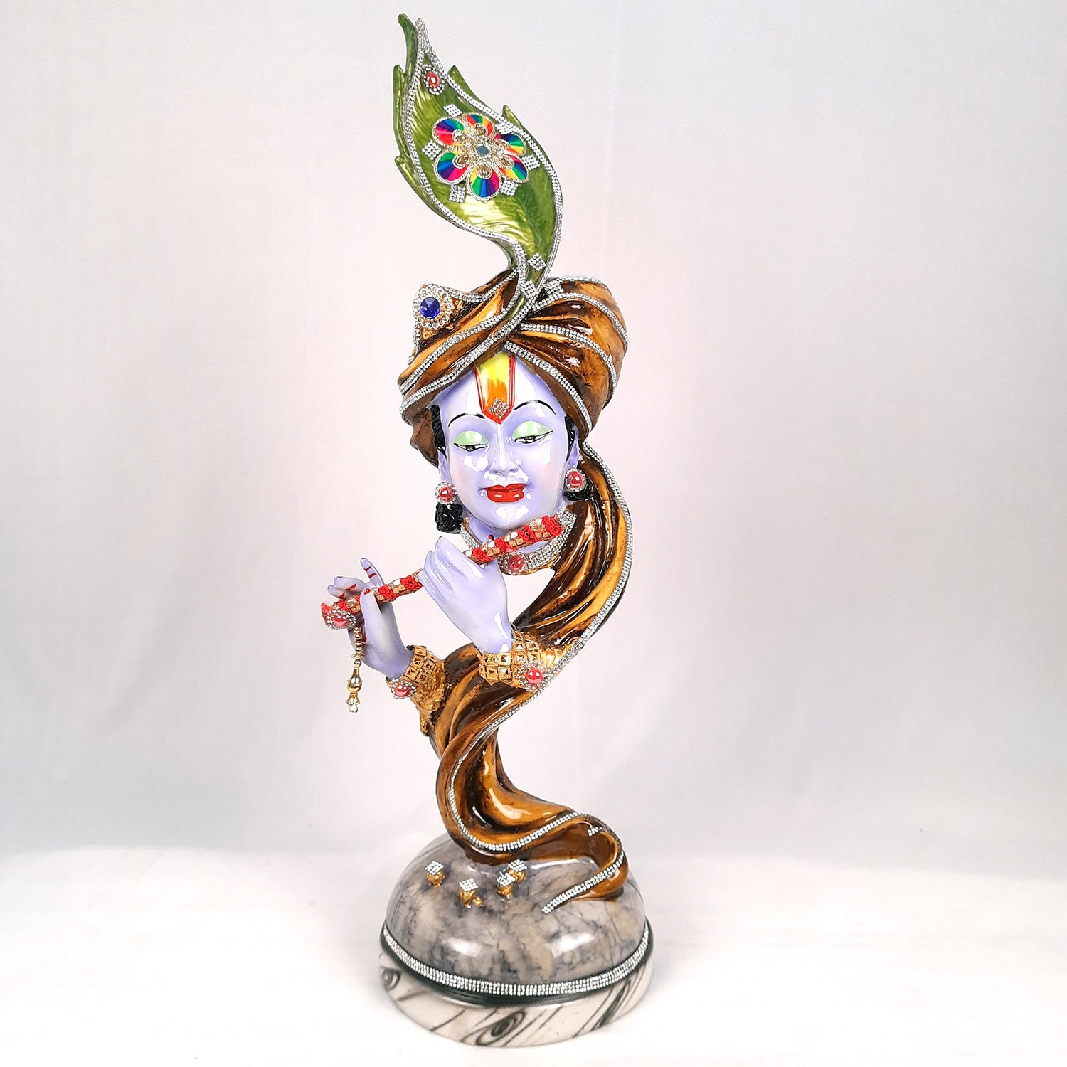 Krishna Statue | Shri Krishna Playing Flute Idol | Lord Krishna Murti - for Home, Living Room, Office, Puja, Entrance Decoration & Gifts - 13 Inch - Apkamart #Color_Blue